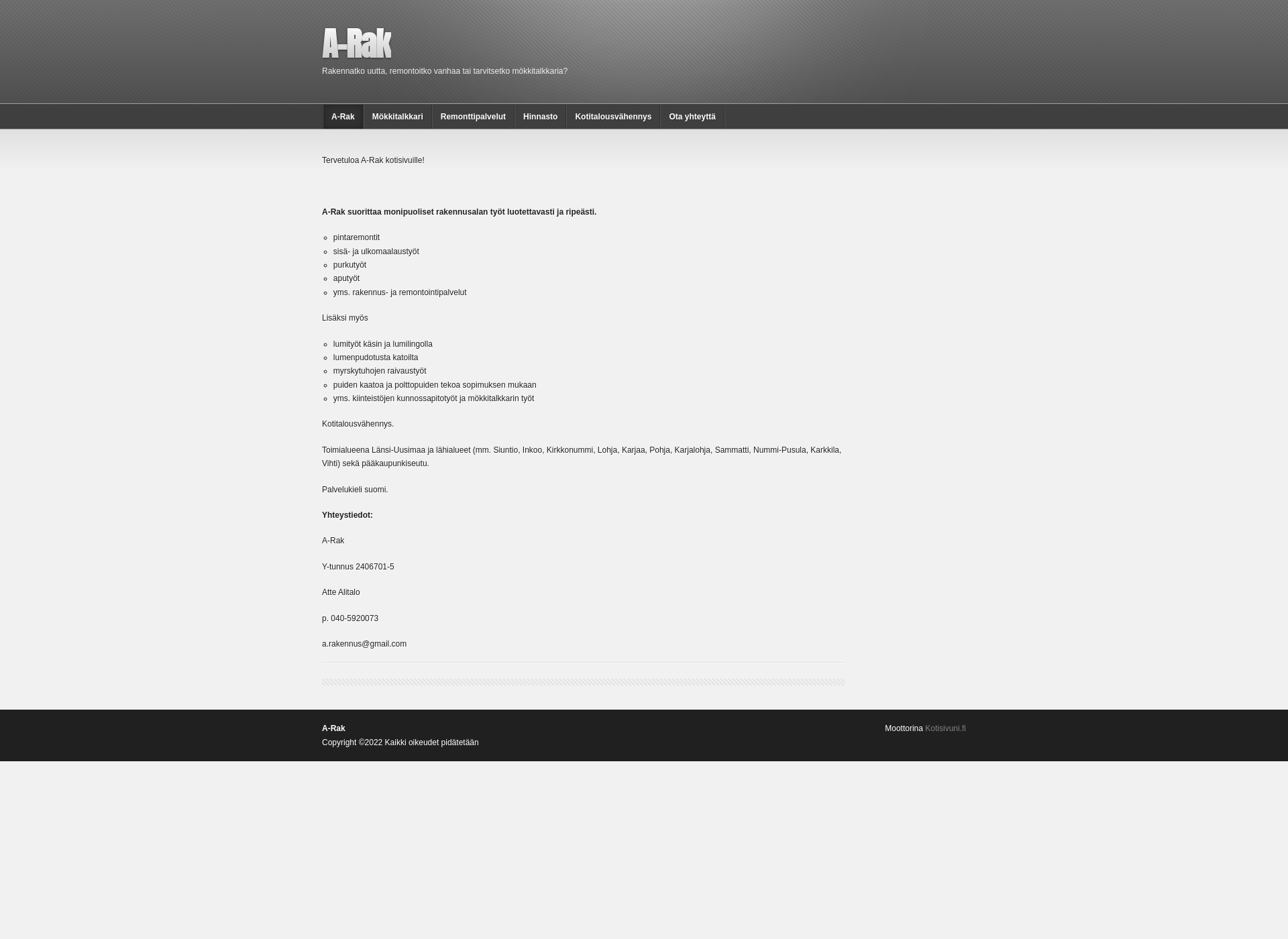 Screenshot for a-rak.fi