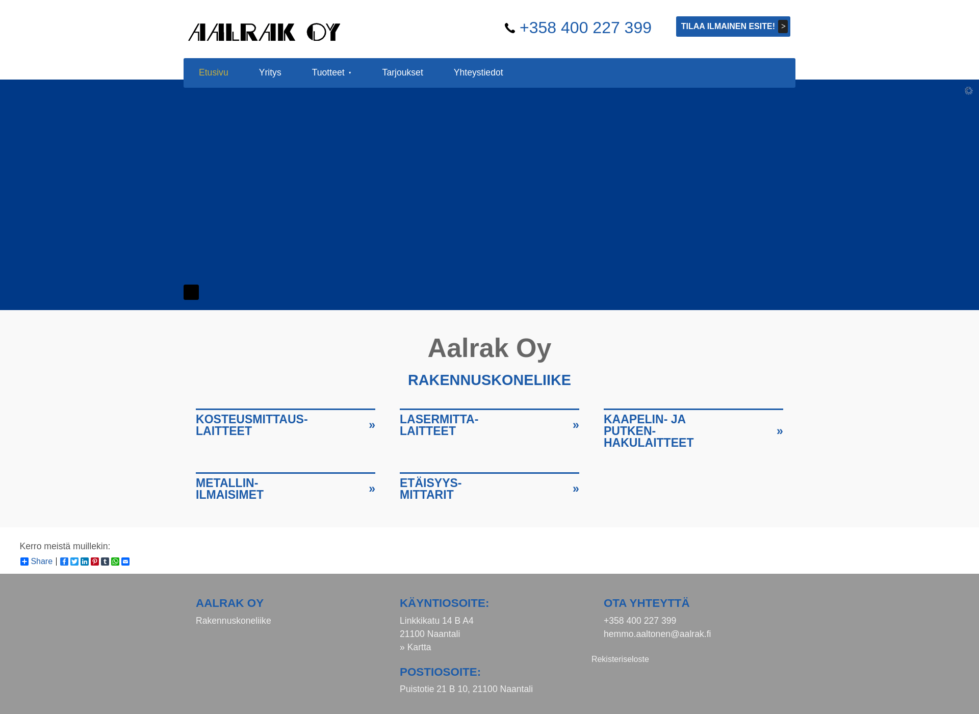 Skärmdump för aalrak.fi