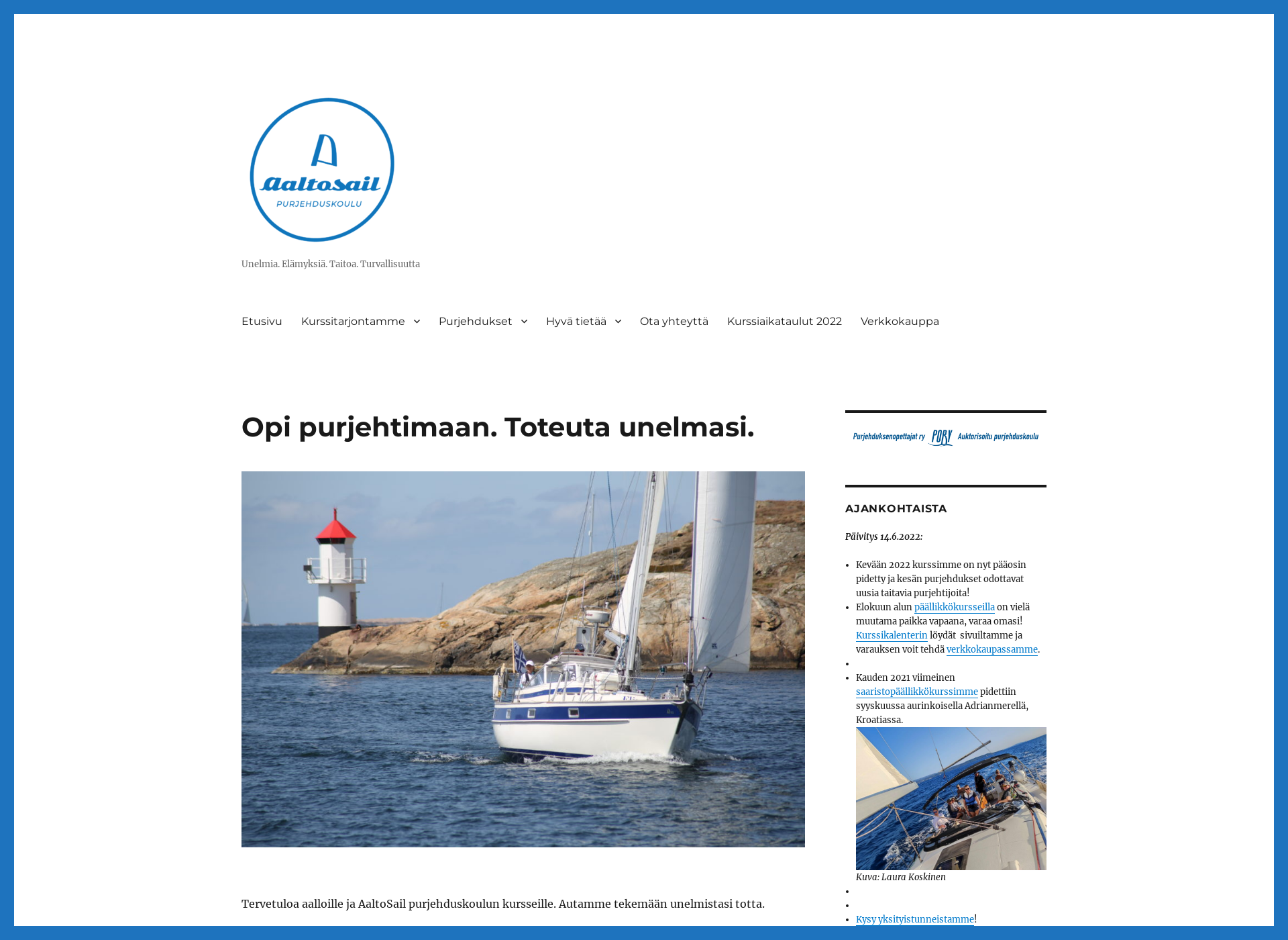 Skärmdump för aaltosail.fi