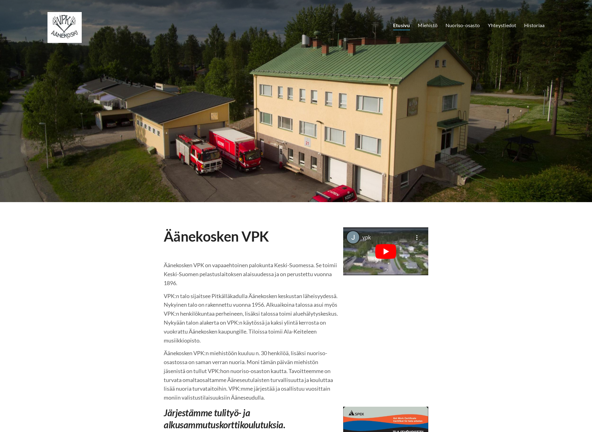 Skärmdump för aanekoskenvpk.fi