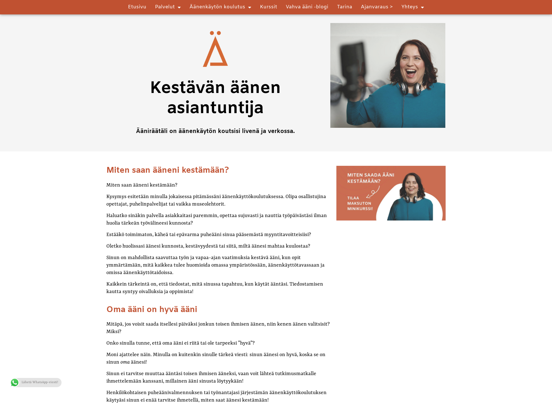 Skärmdump för aaniergonomia.fi