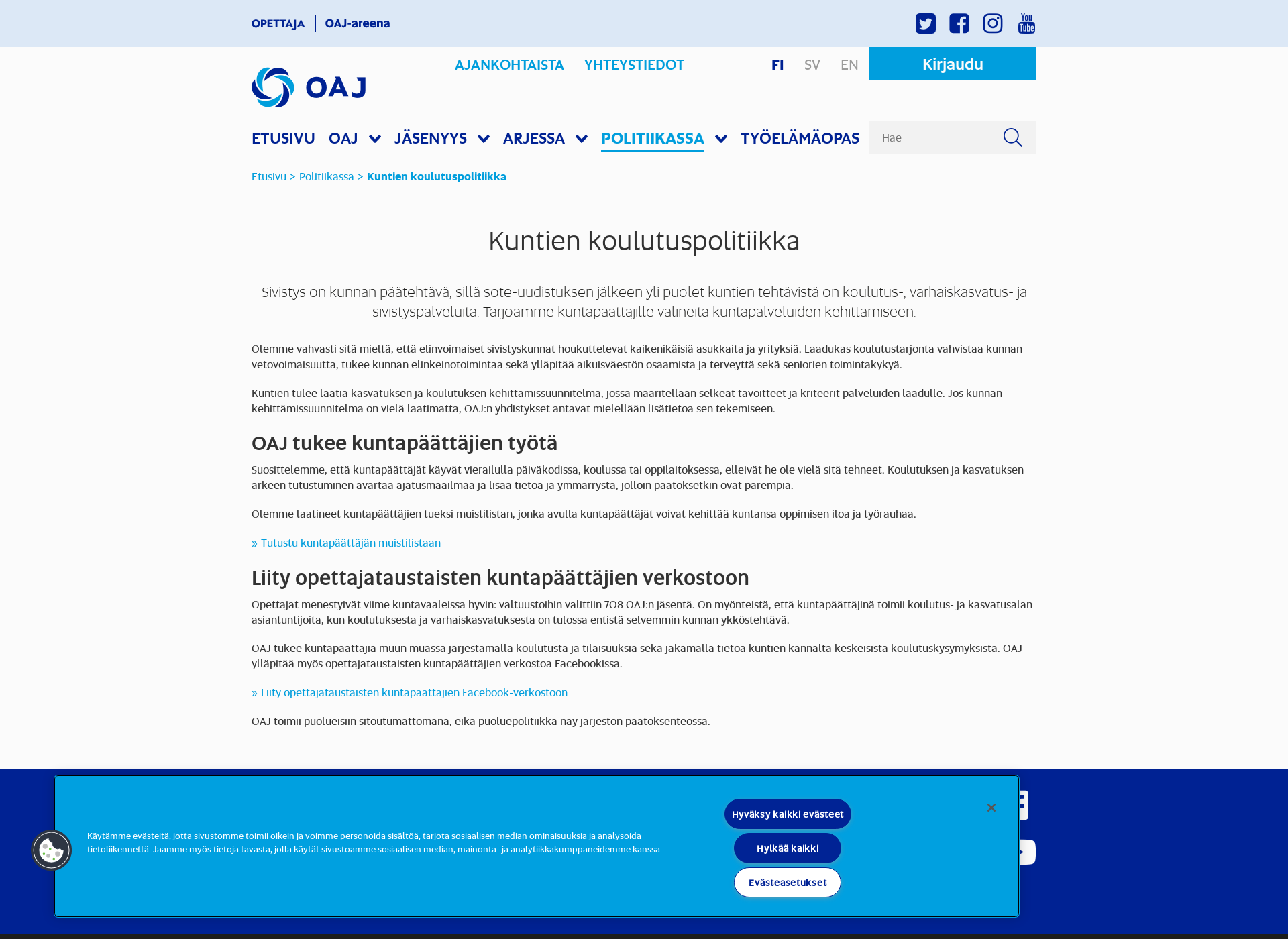 Skärmdump för aaniopetukselle.fi