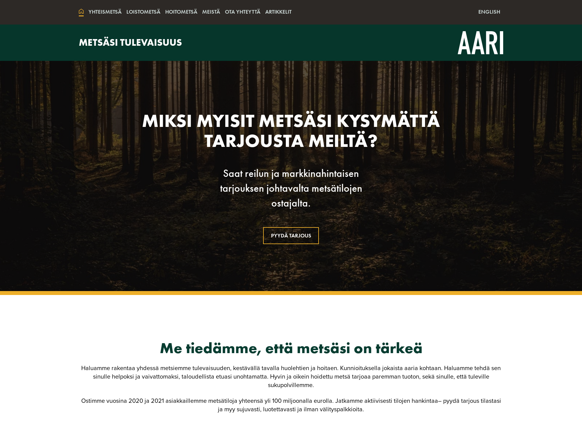 Screenshot for aarimetsa.fi