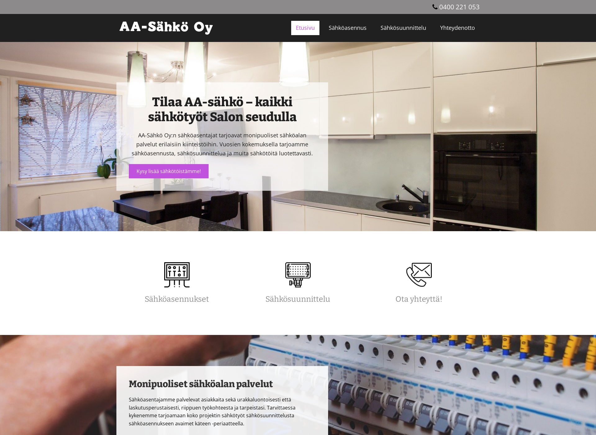 Skärmdump för aasahko.fi