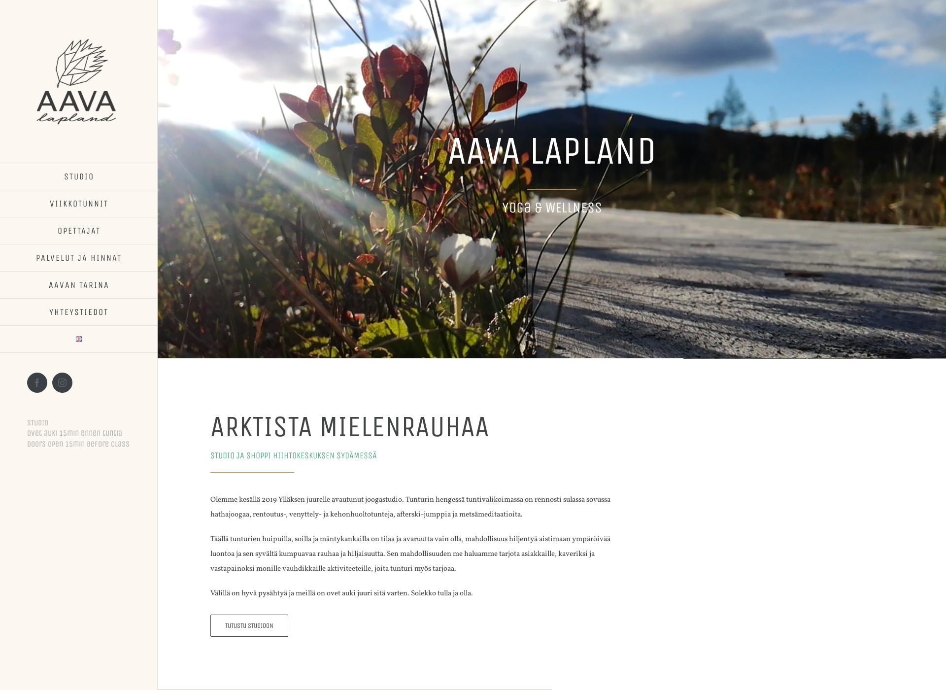 Skärmdump för aavalapland.fi