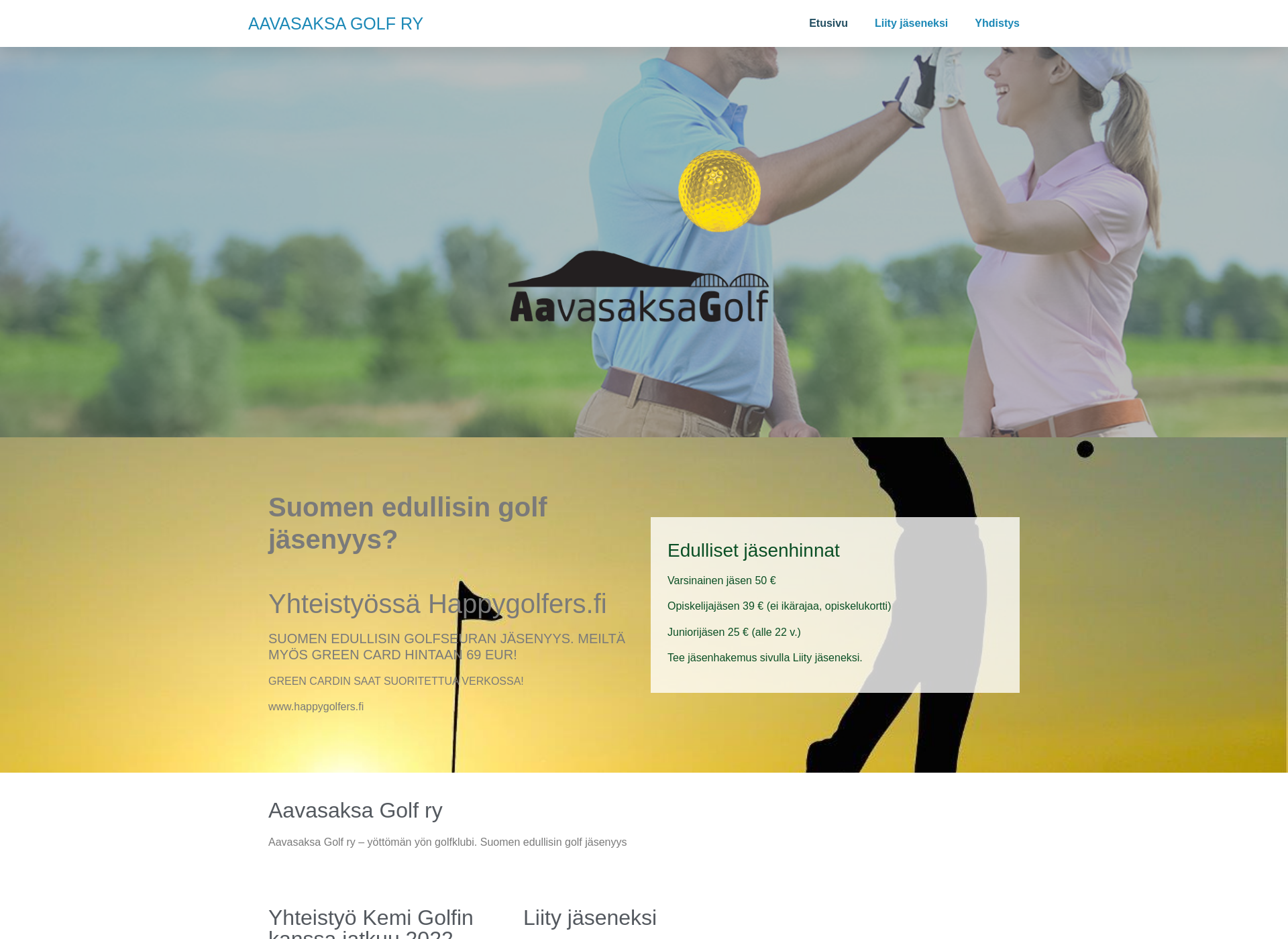 Skärmdump för aavasaksagolf.fi