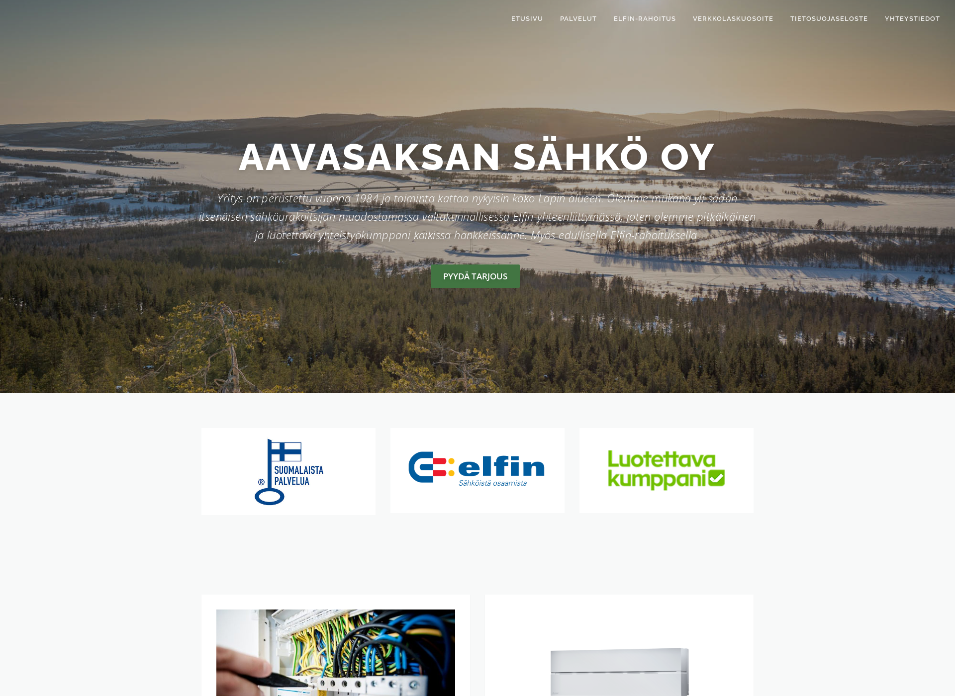 Skärmdump för aavasaksansahko.fi
