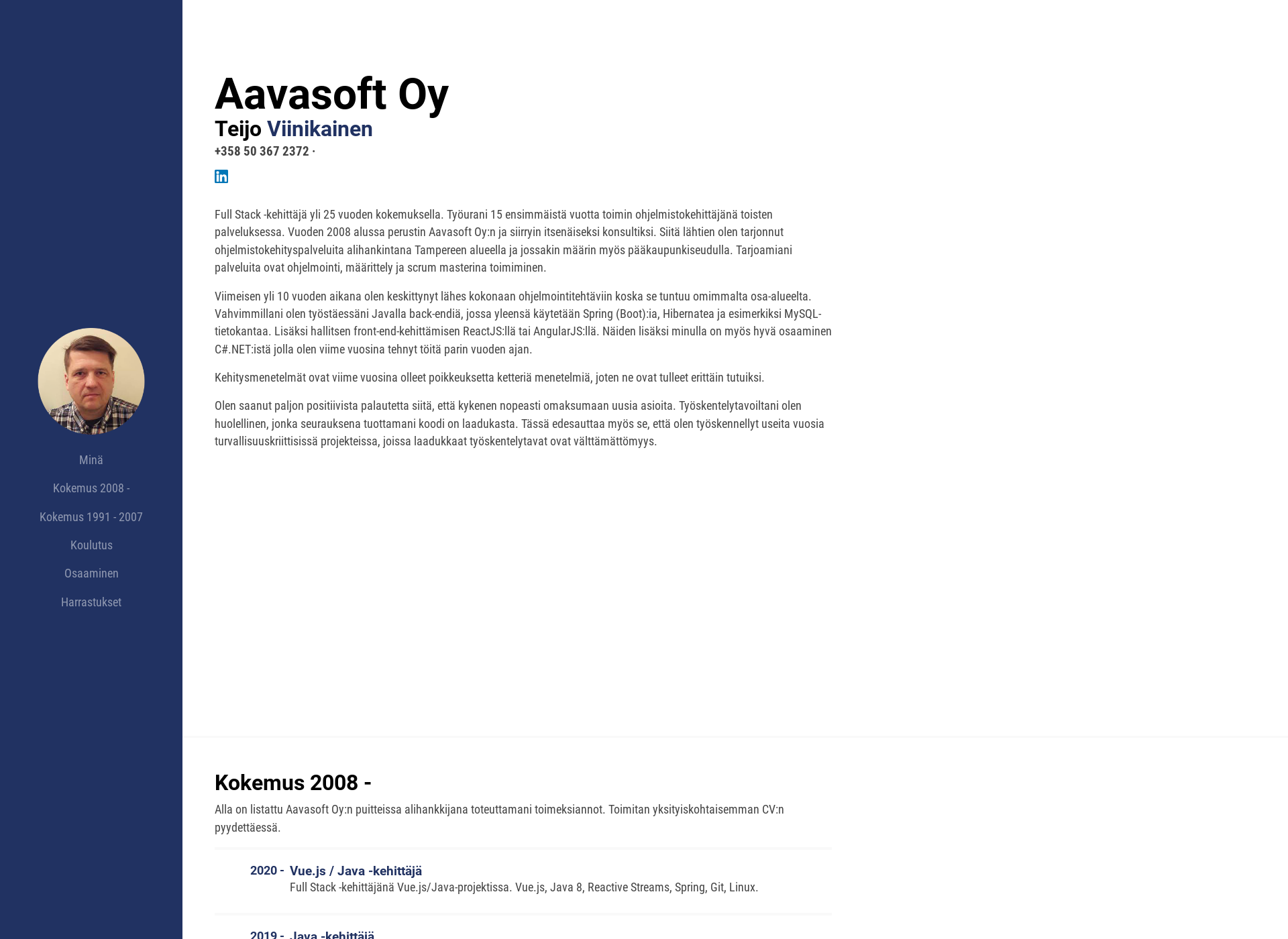 Skärmdump för aavasoft.fi