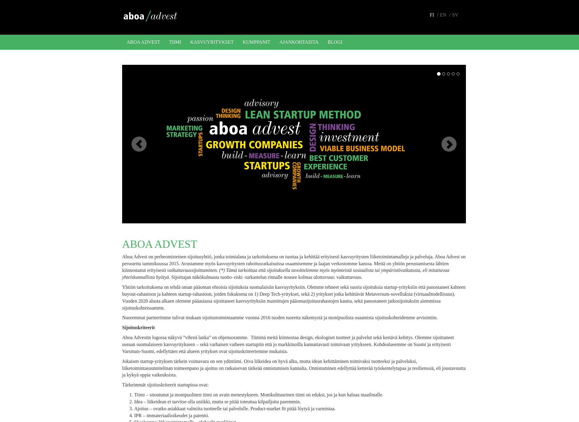 Skärmdump för aboa-advest.fi