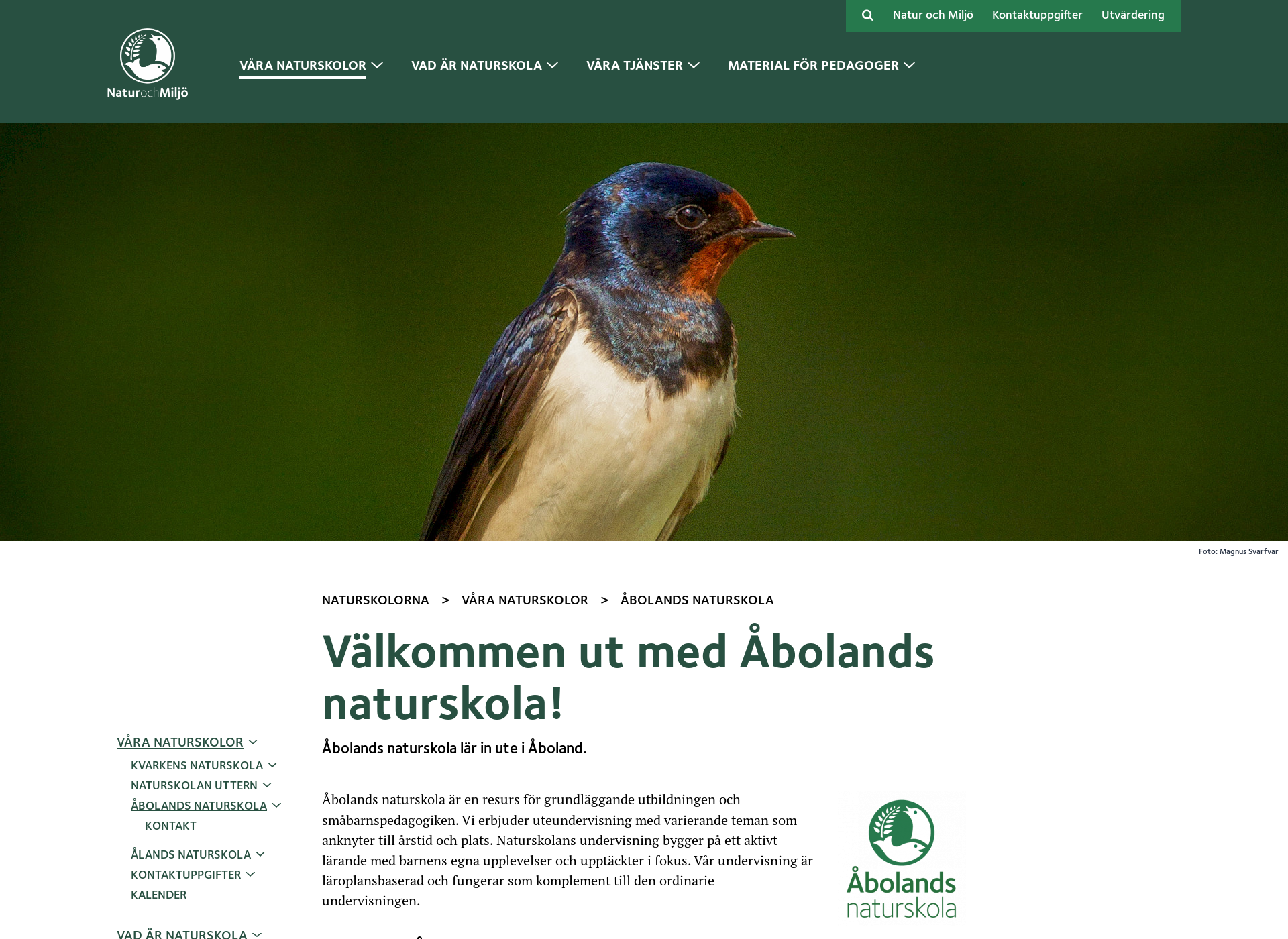 Screenshot for abolandsnaturskola.fi