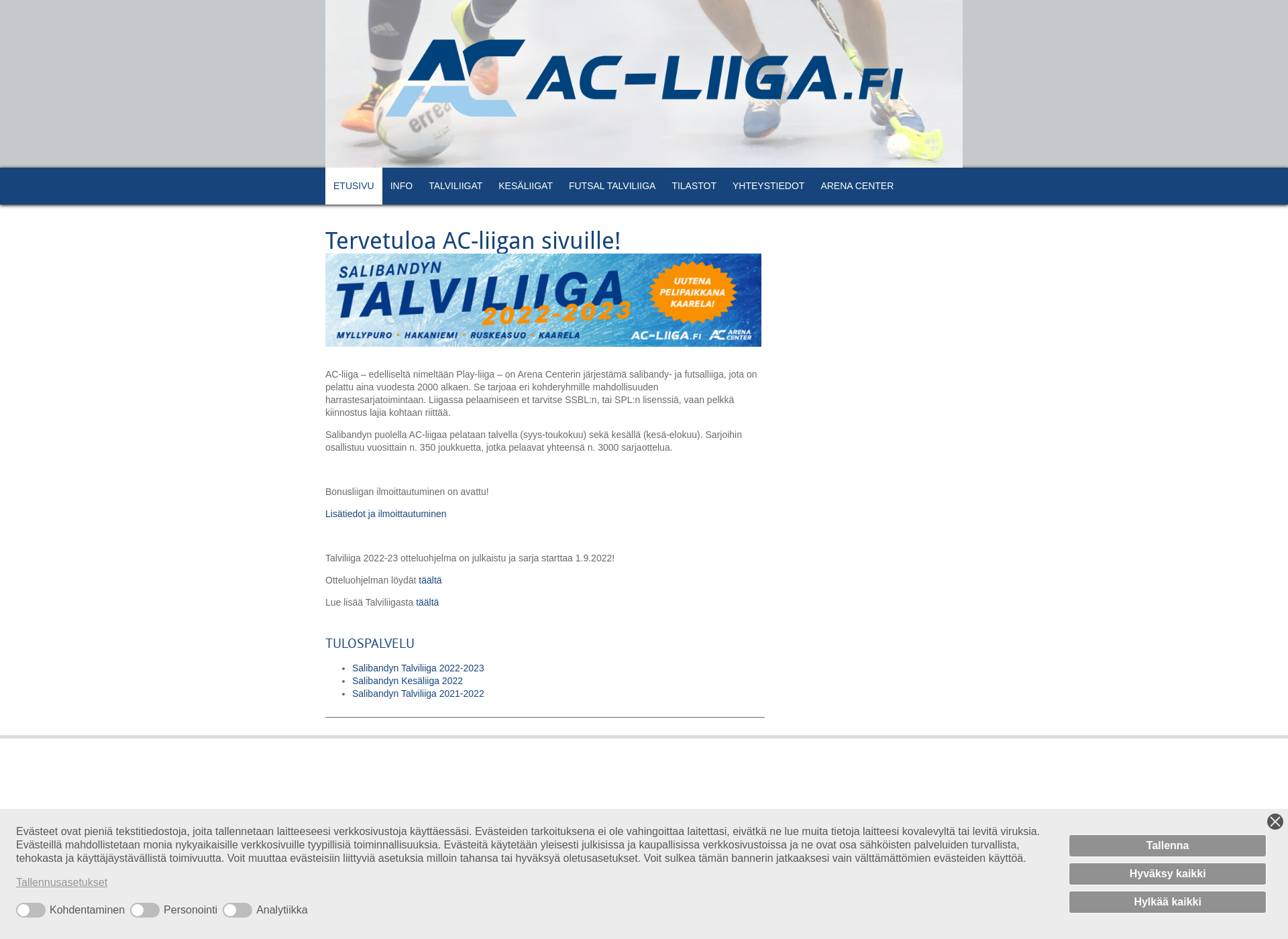 Screenshot for ac-liiga.fi