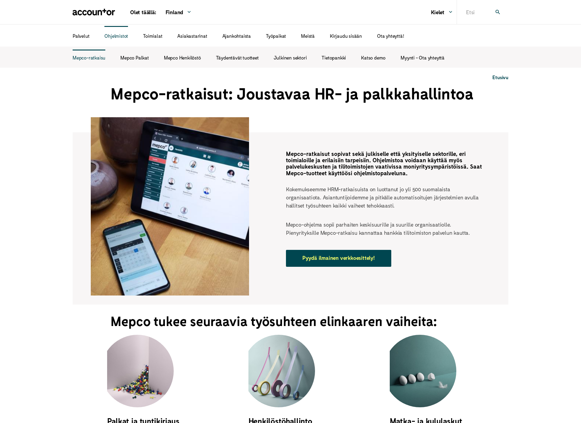 Skärmdump för accountorhr.fi
