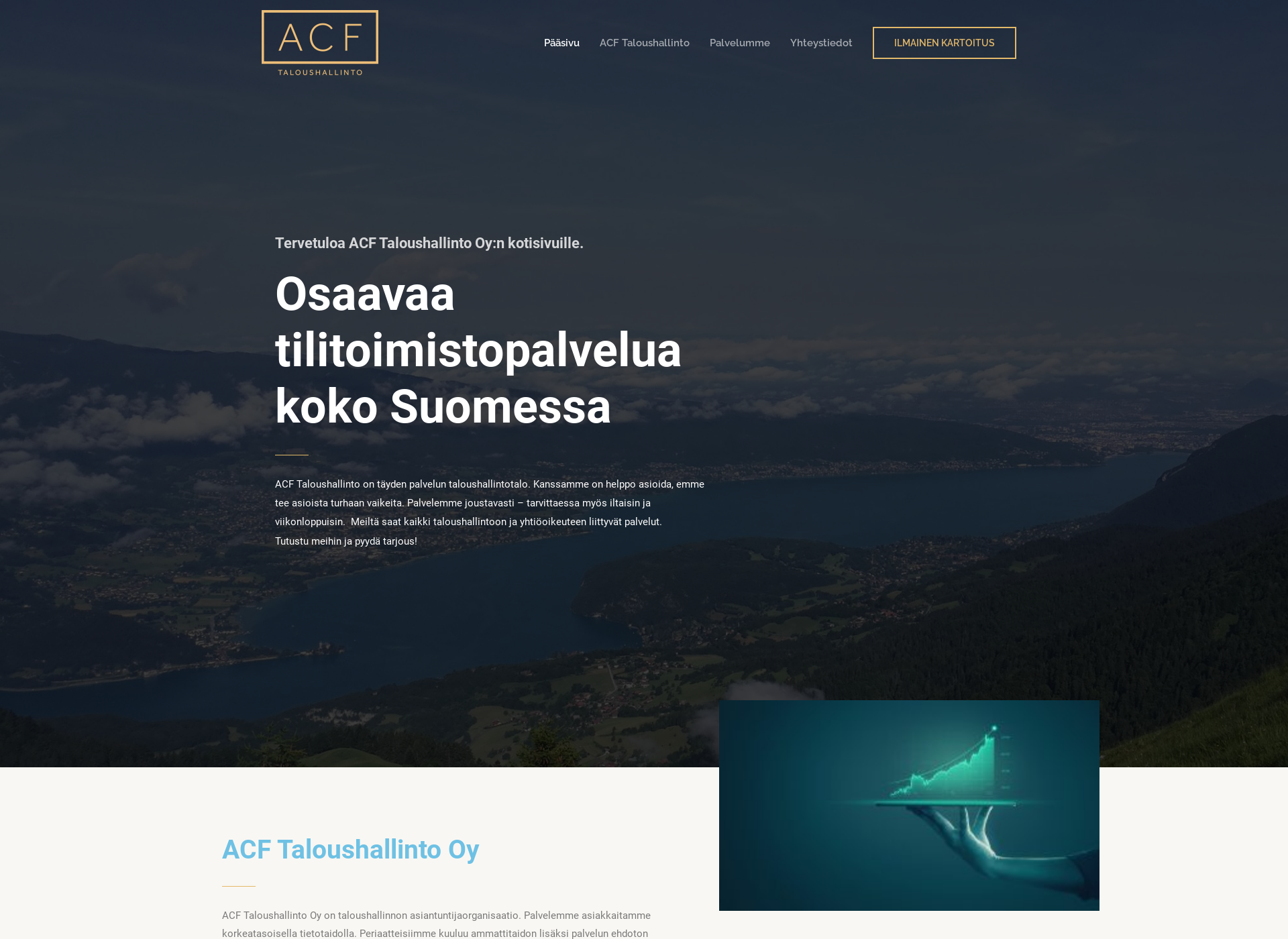 Skärmdump för acftaloushallinto.fi