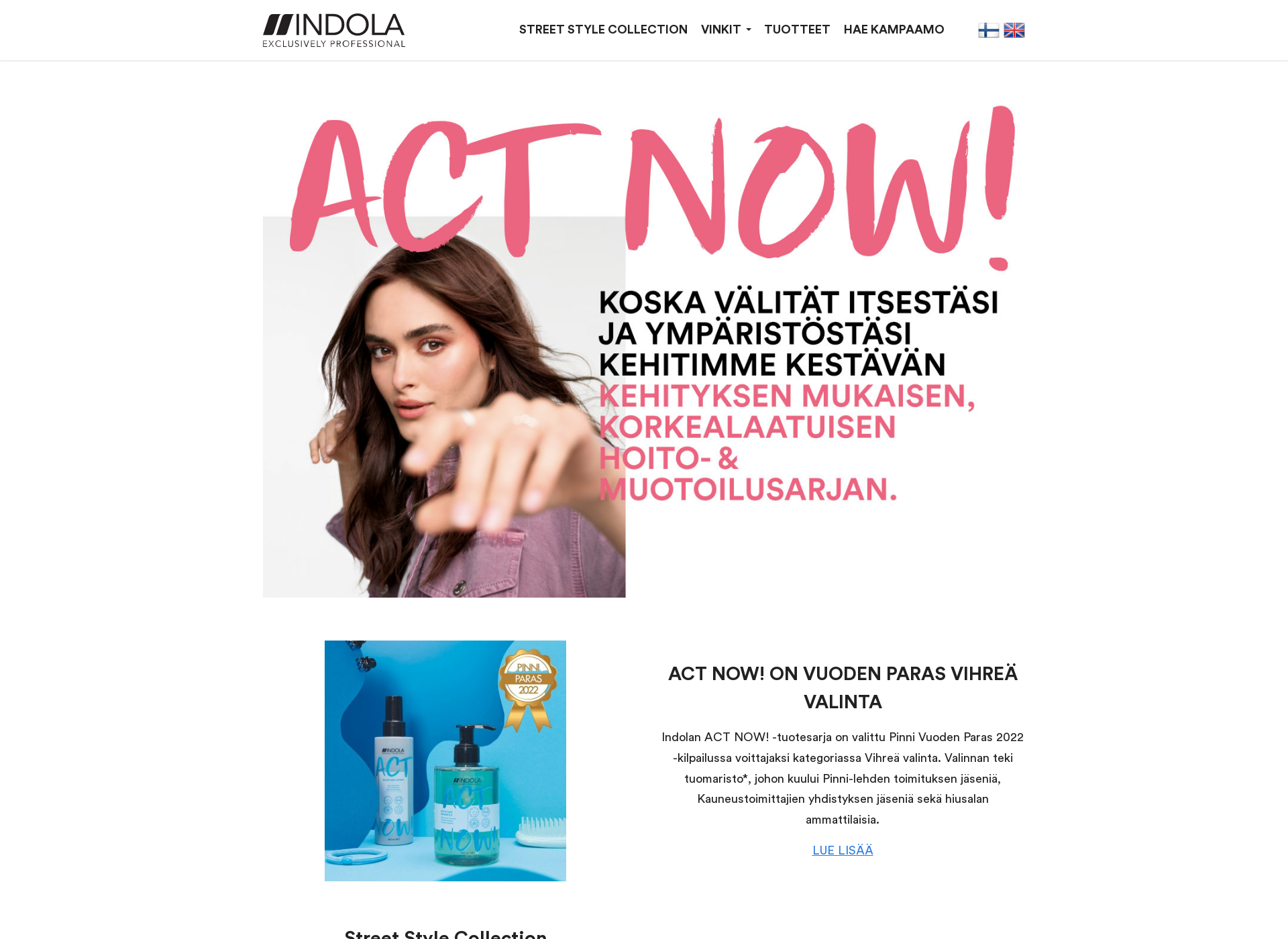 Skärmdump för act-now.fi