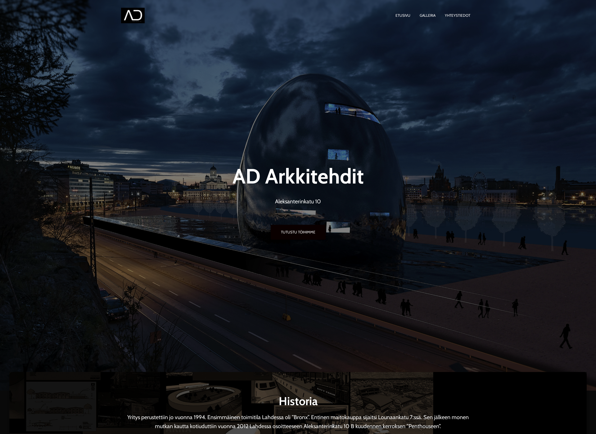 Skärmdump för adarkkitehdit.fi
