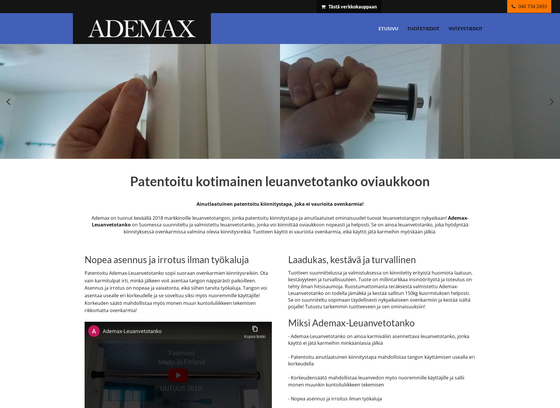 Näyttökuva ademax-leuanvetotanko.fi