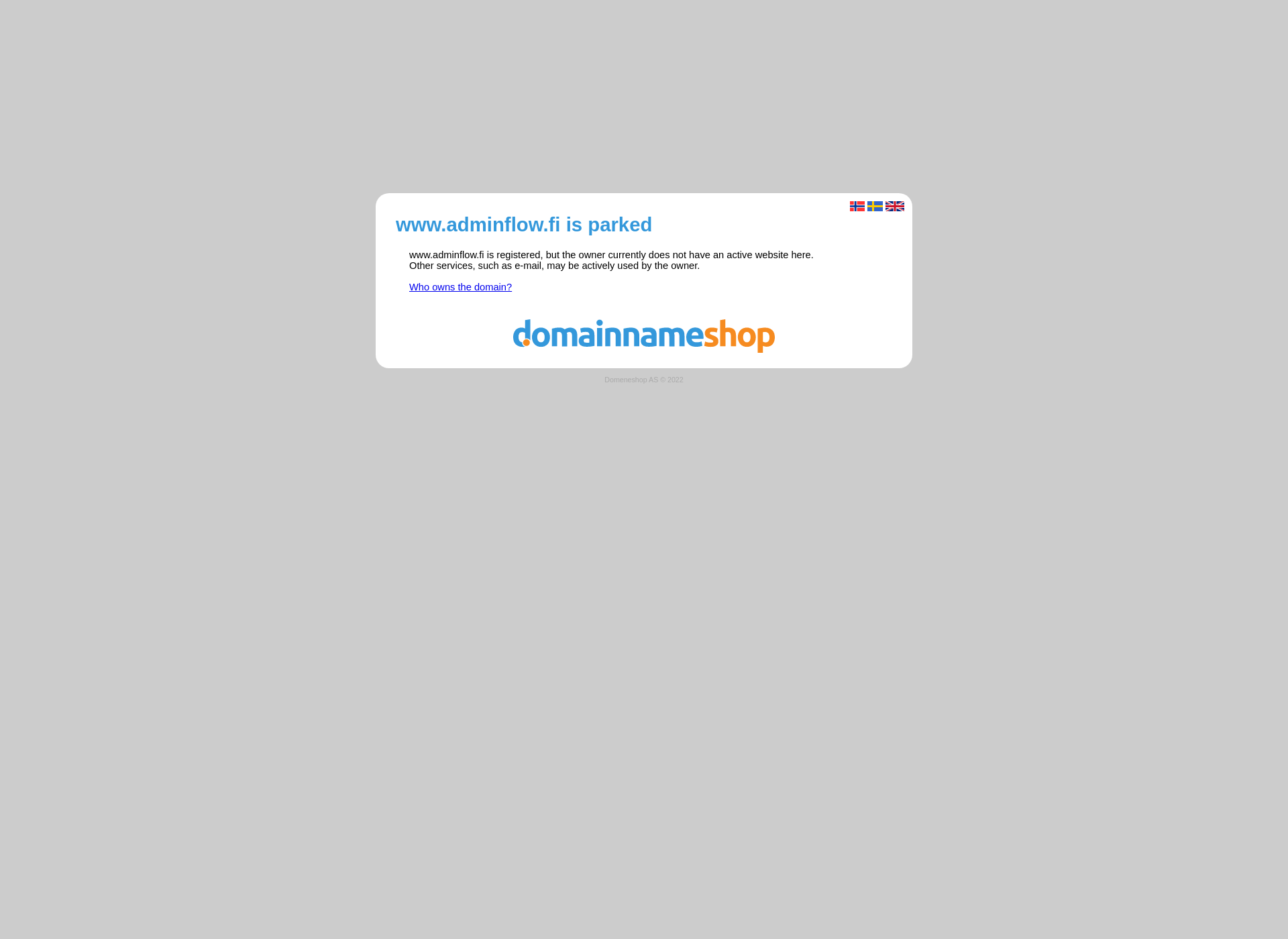 Skärmdump för adminflow.fi