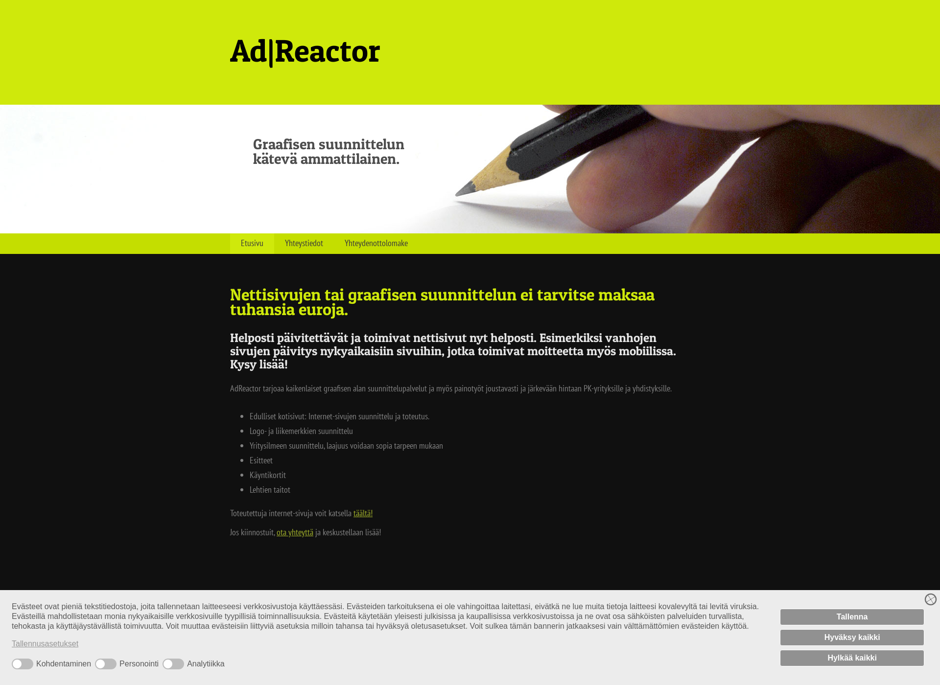 Skärmdump för adreactor.fi