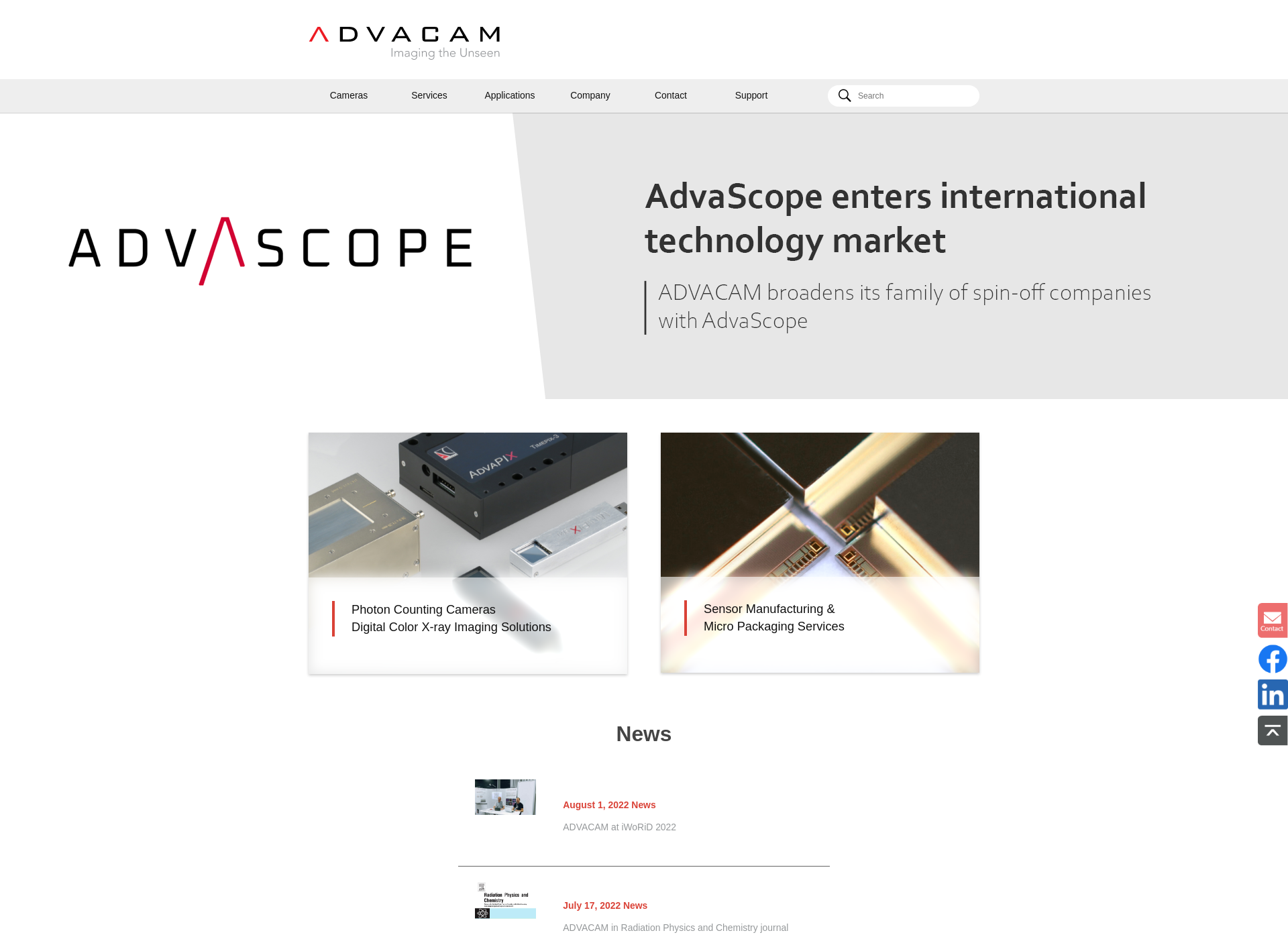 Screenshot for advacam.com