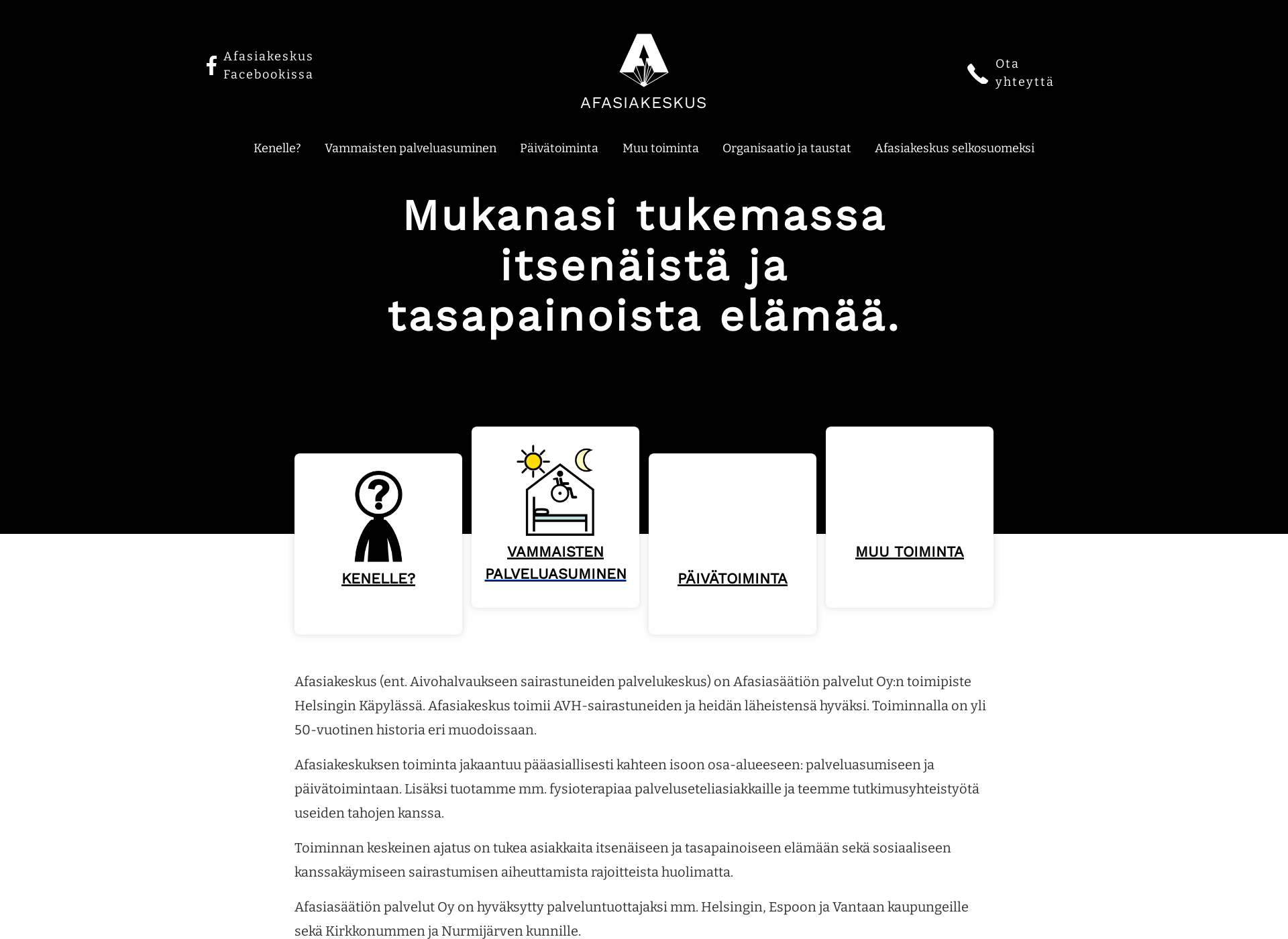 Näyttökuva afasiakeskus.fi