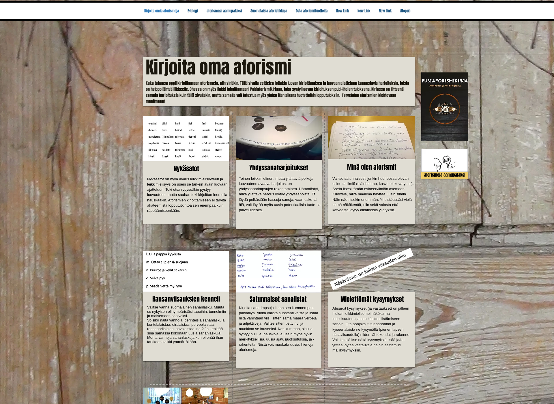 Skärmdump för aforismi.fi
