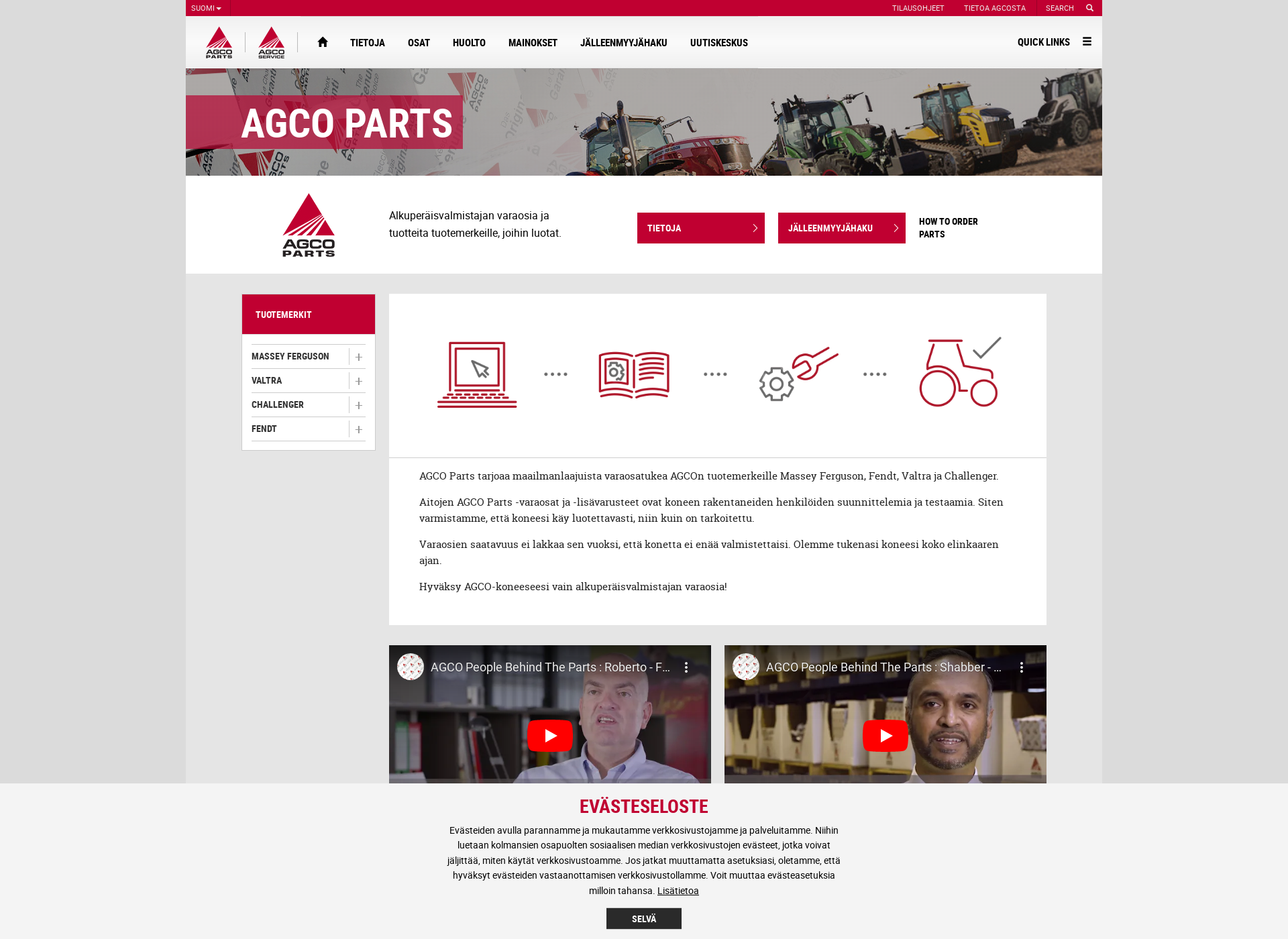 Screenshot for agcoparts.fi
