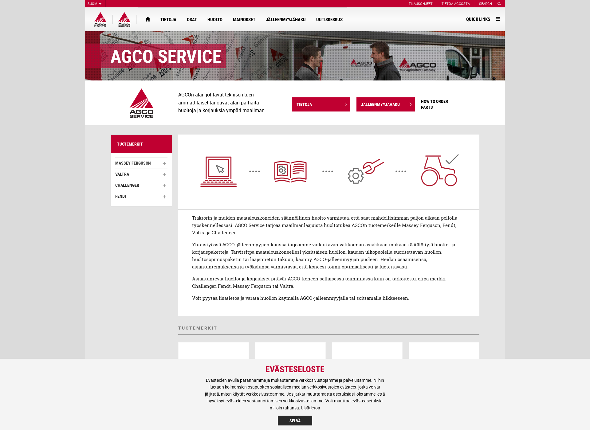 Screenshot for agcoservice.fi