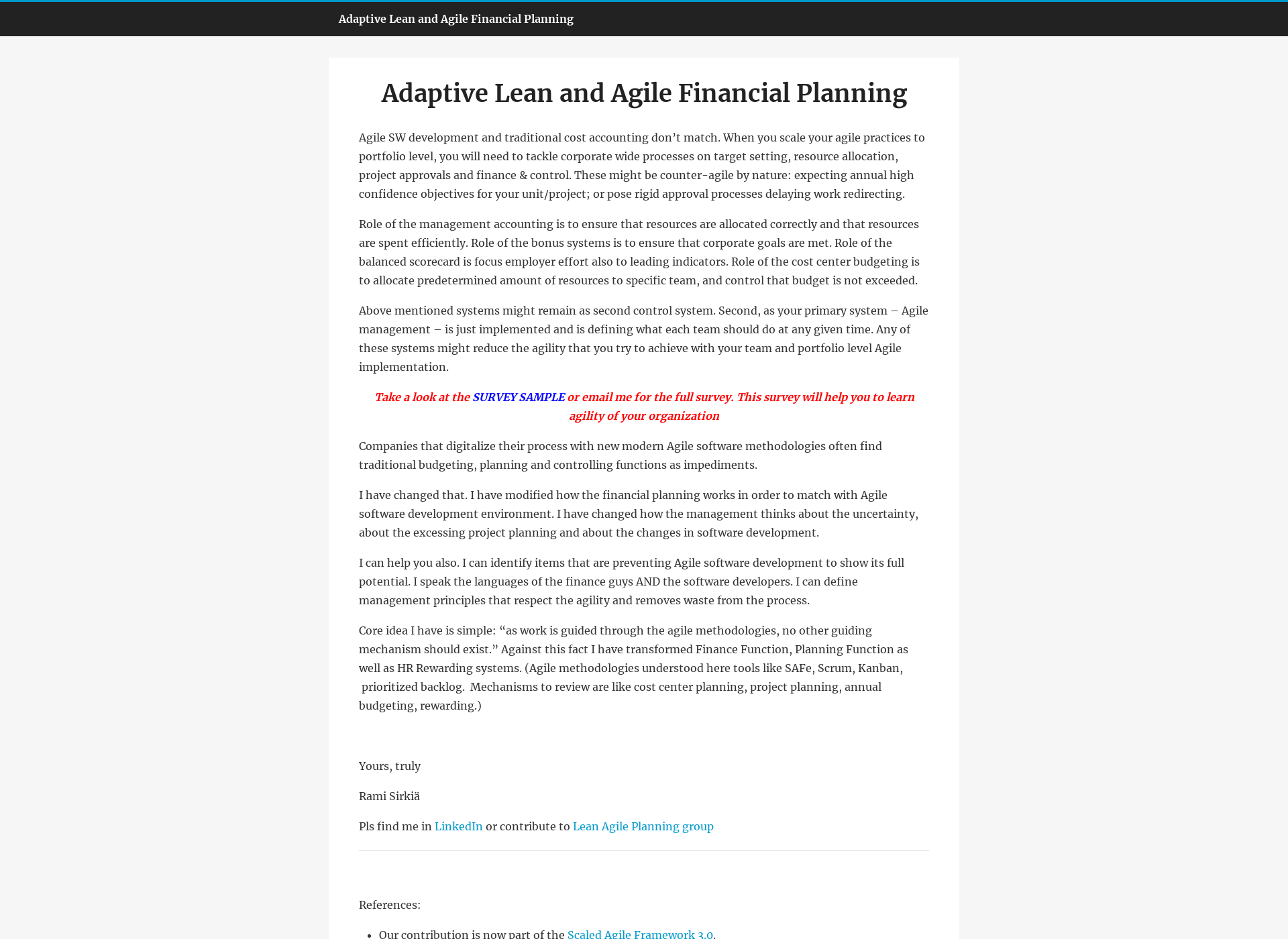 Screenshot for agileplanning.fi