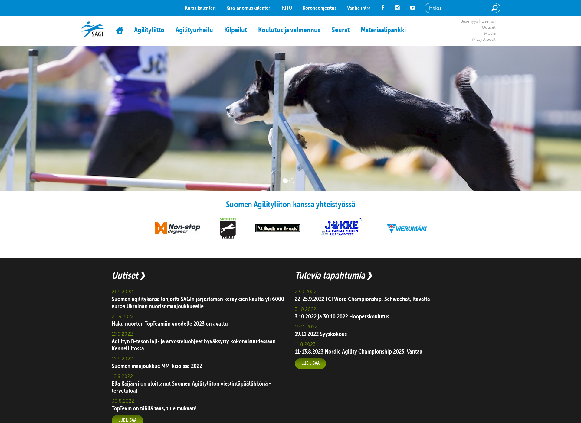 Skärmdump för agilityliitto.fi
