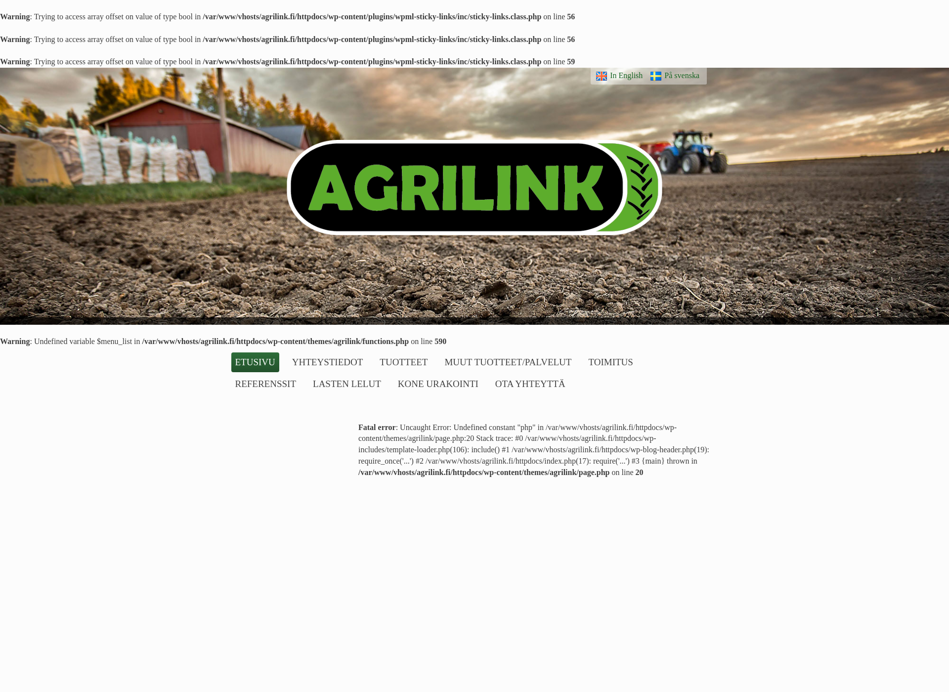 Skärmdump för agrilink.fi