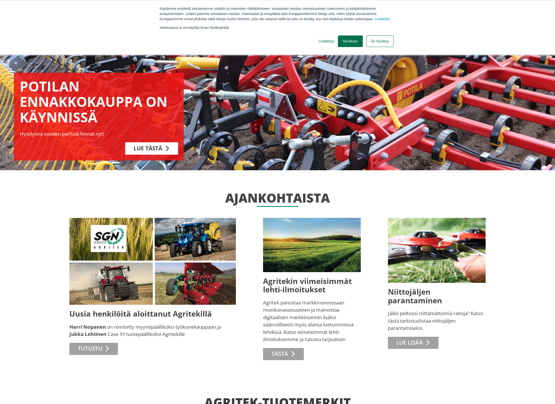 Skärmdump för agritek.fi