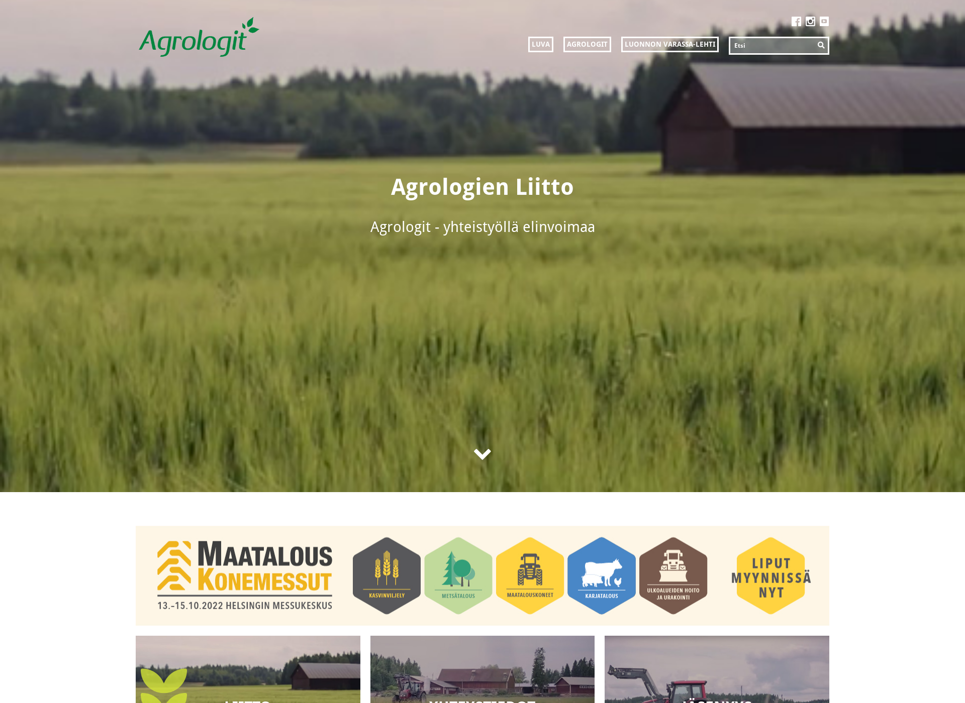 Skärmdump för agrologi.fi