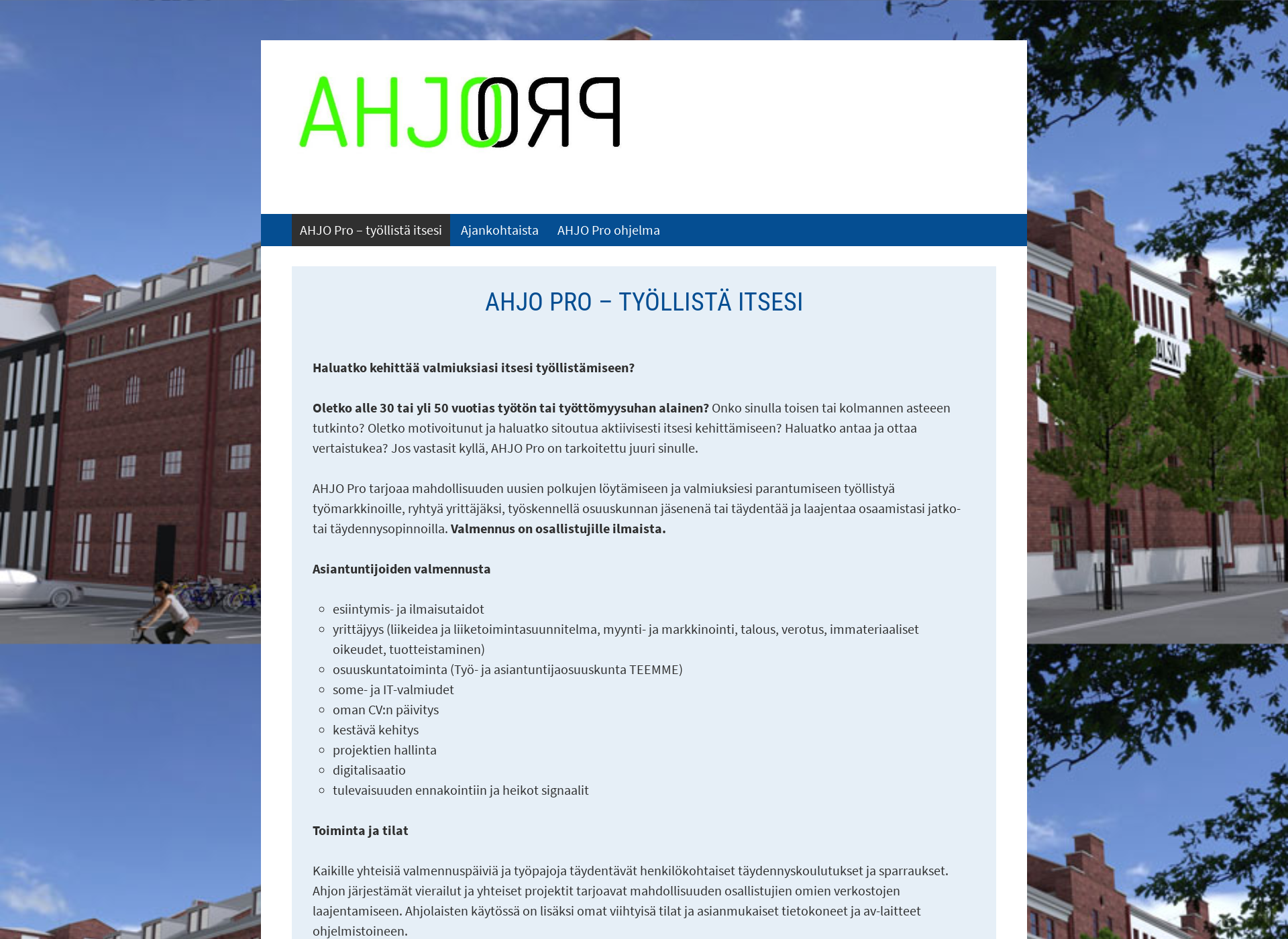 Skärmdump för ahjopro.fi