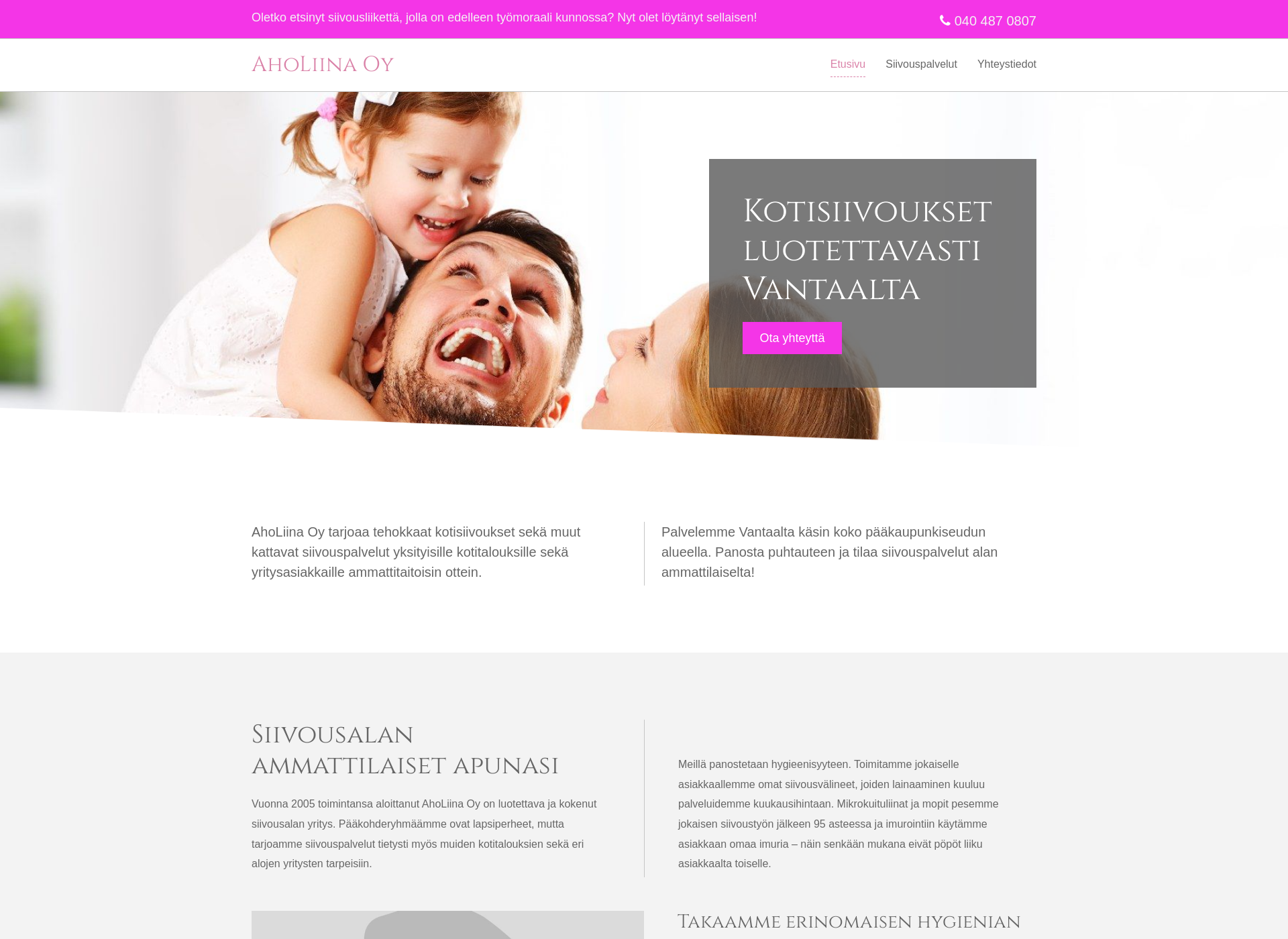 Skärmdump för aholiina.fi