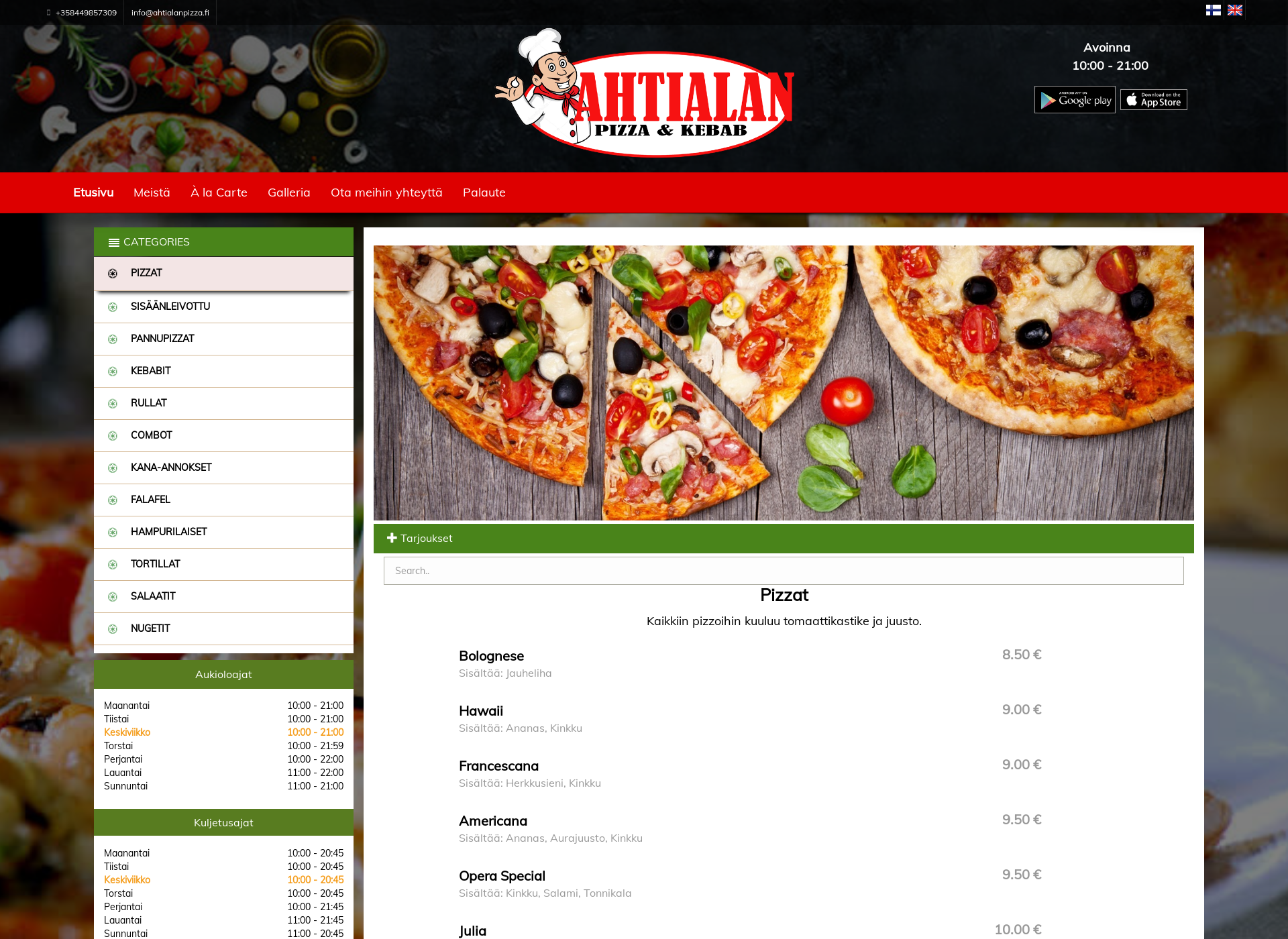 Screenshot for ahtialanpizza.fi