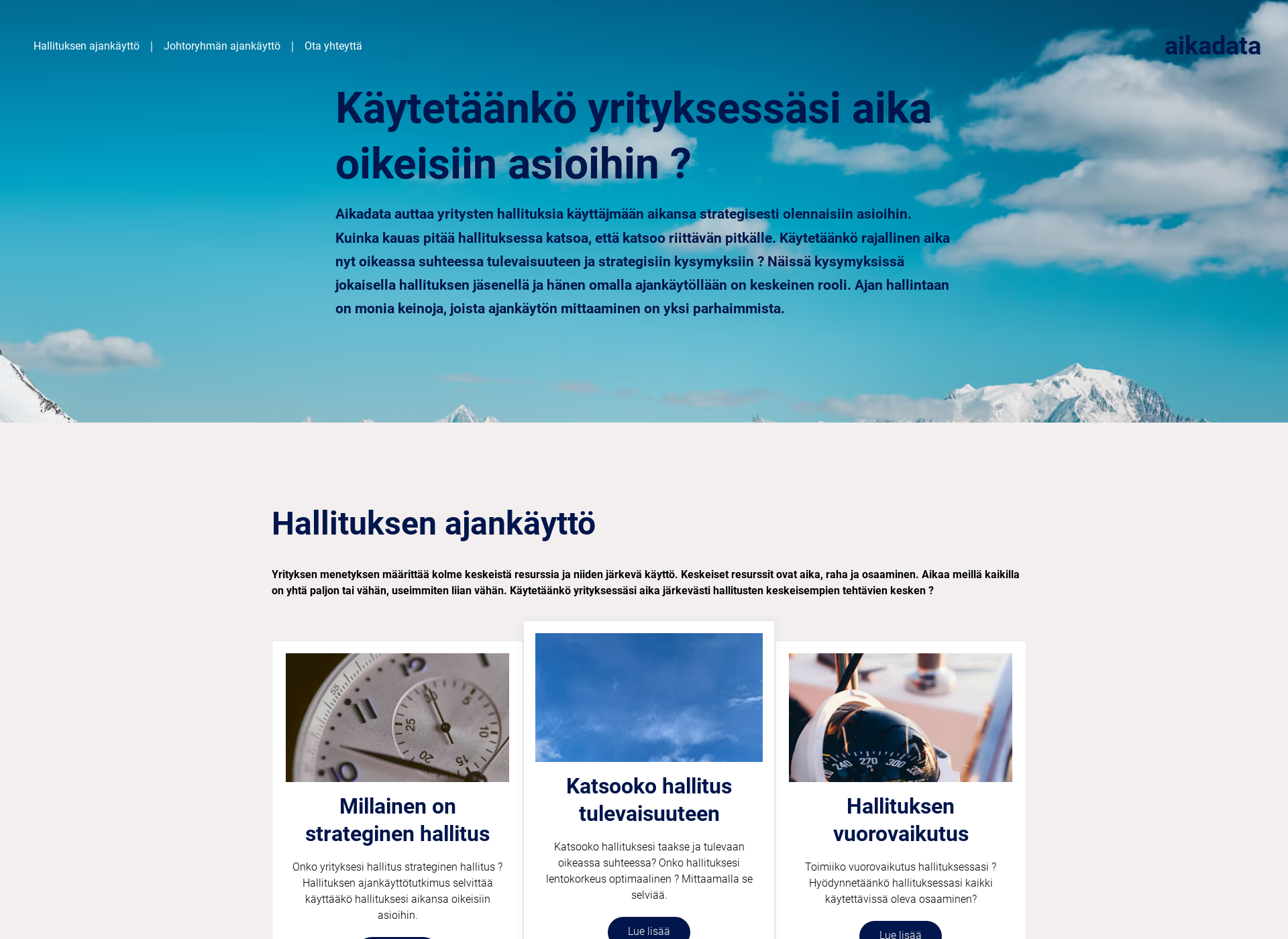 Screenshot for aikadata.fi