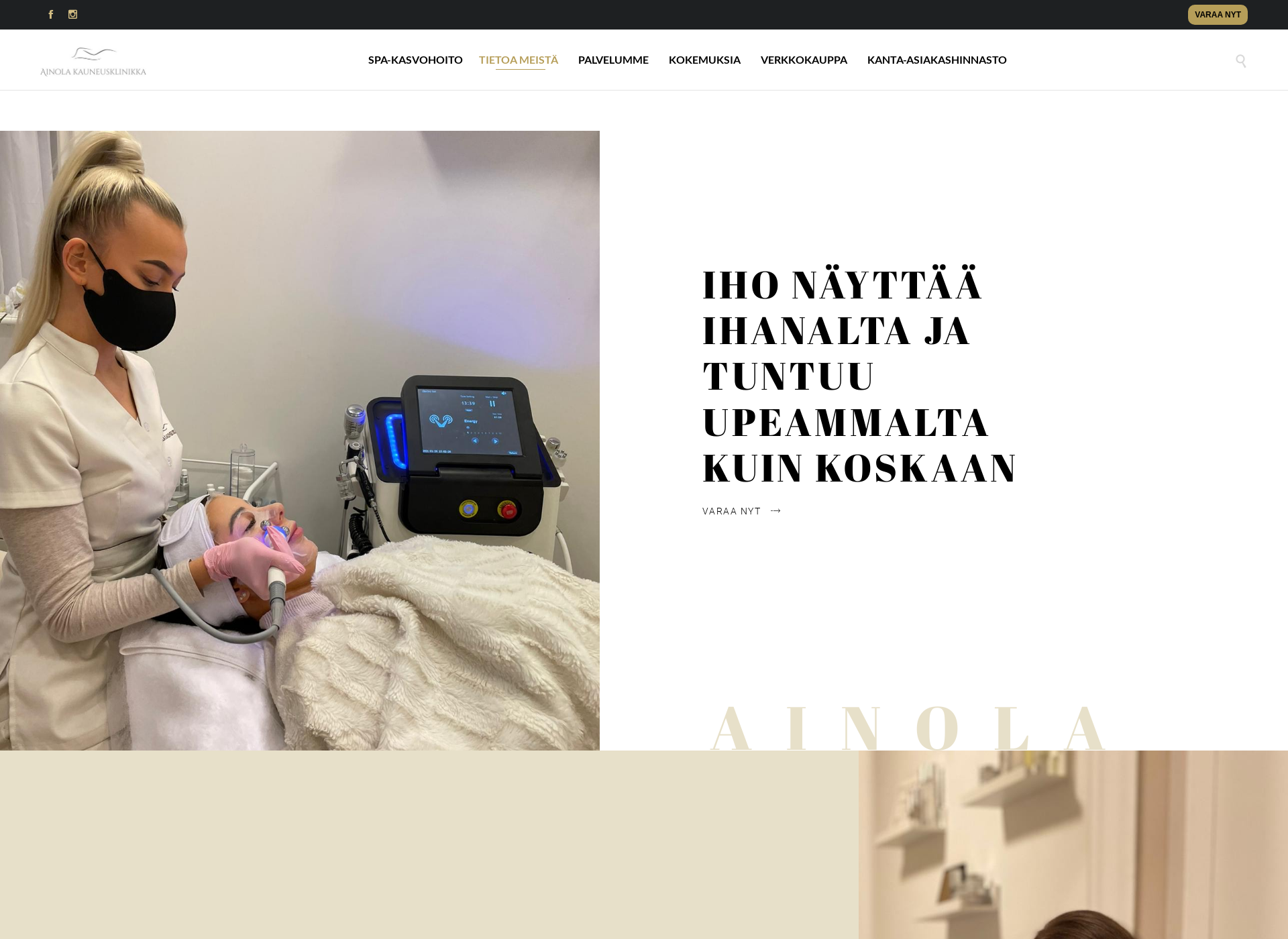 Skärmdump för ainolakauneusklinikka.fi