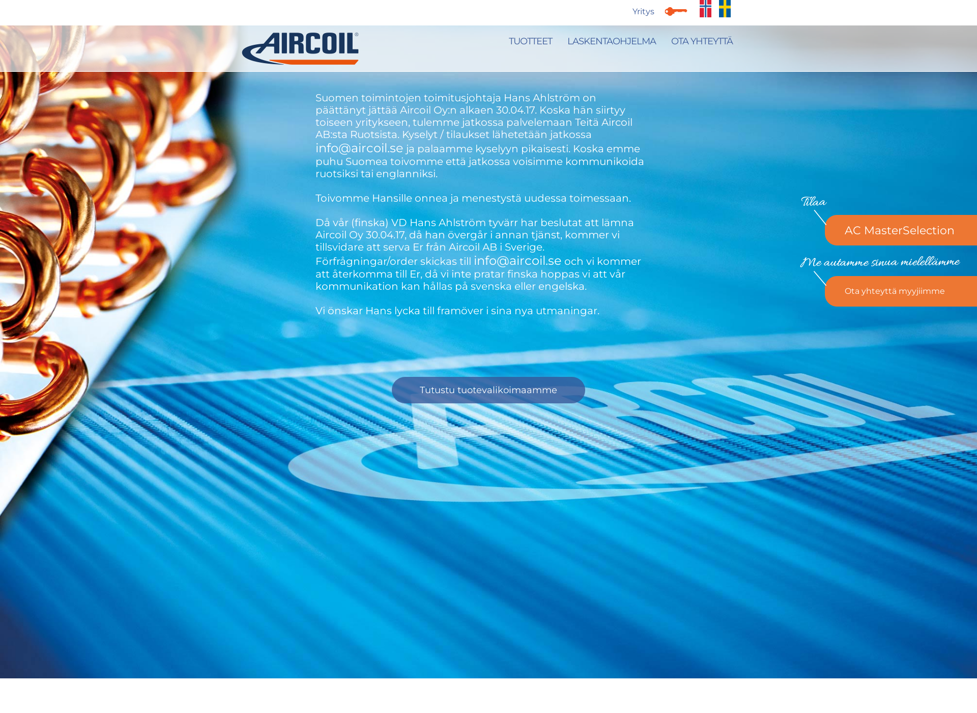 Screenshot for aircoil.fi