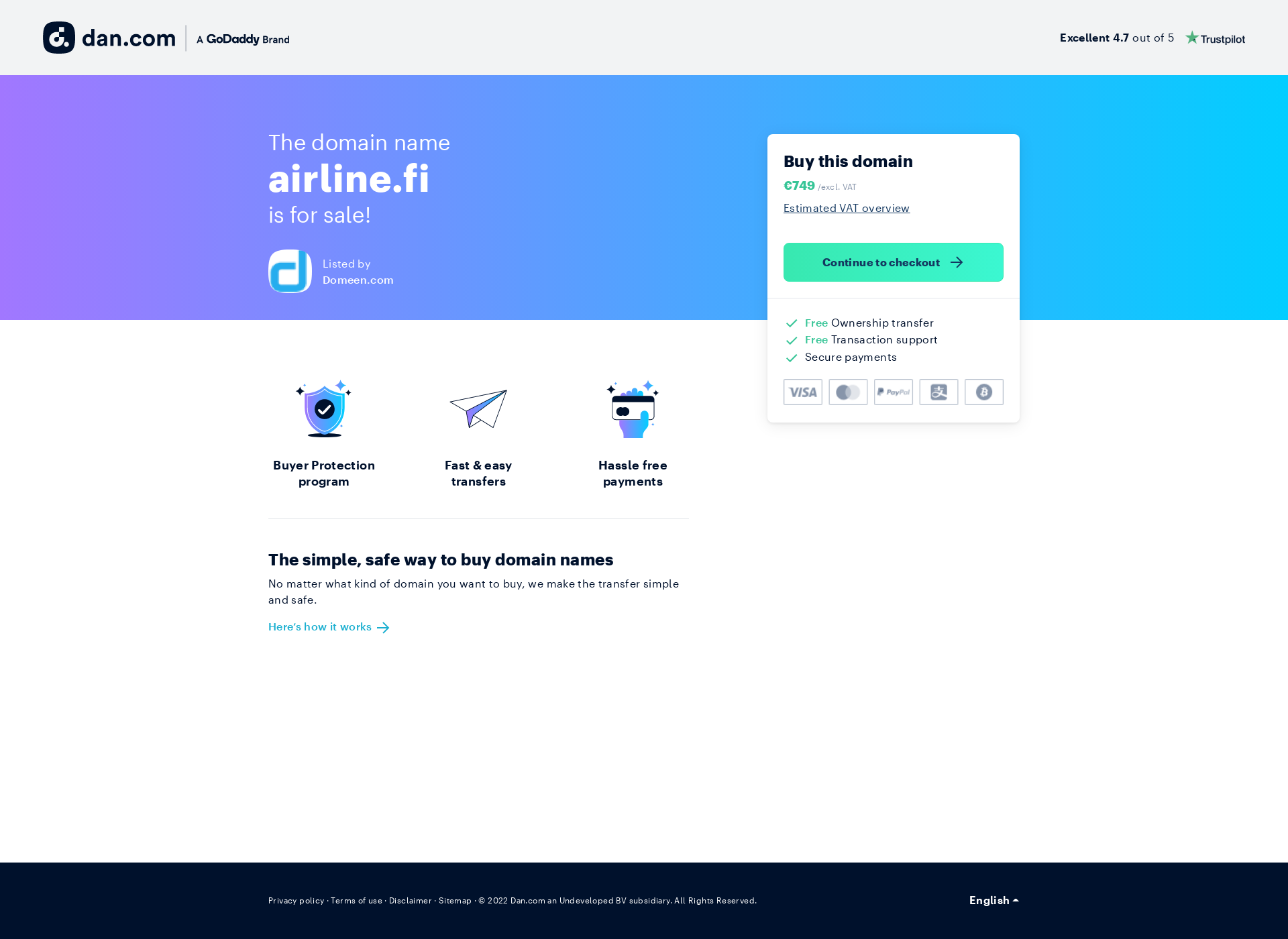 Skärmdump för airline.fi