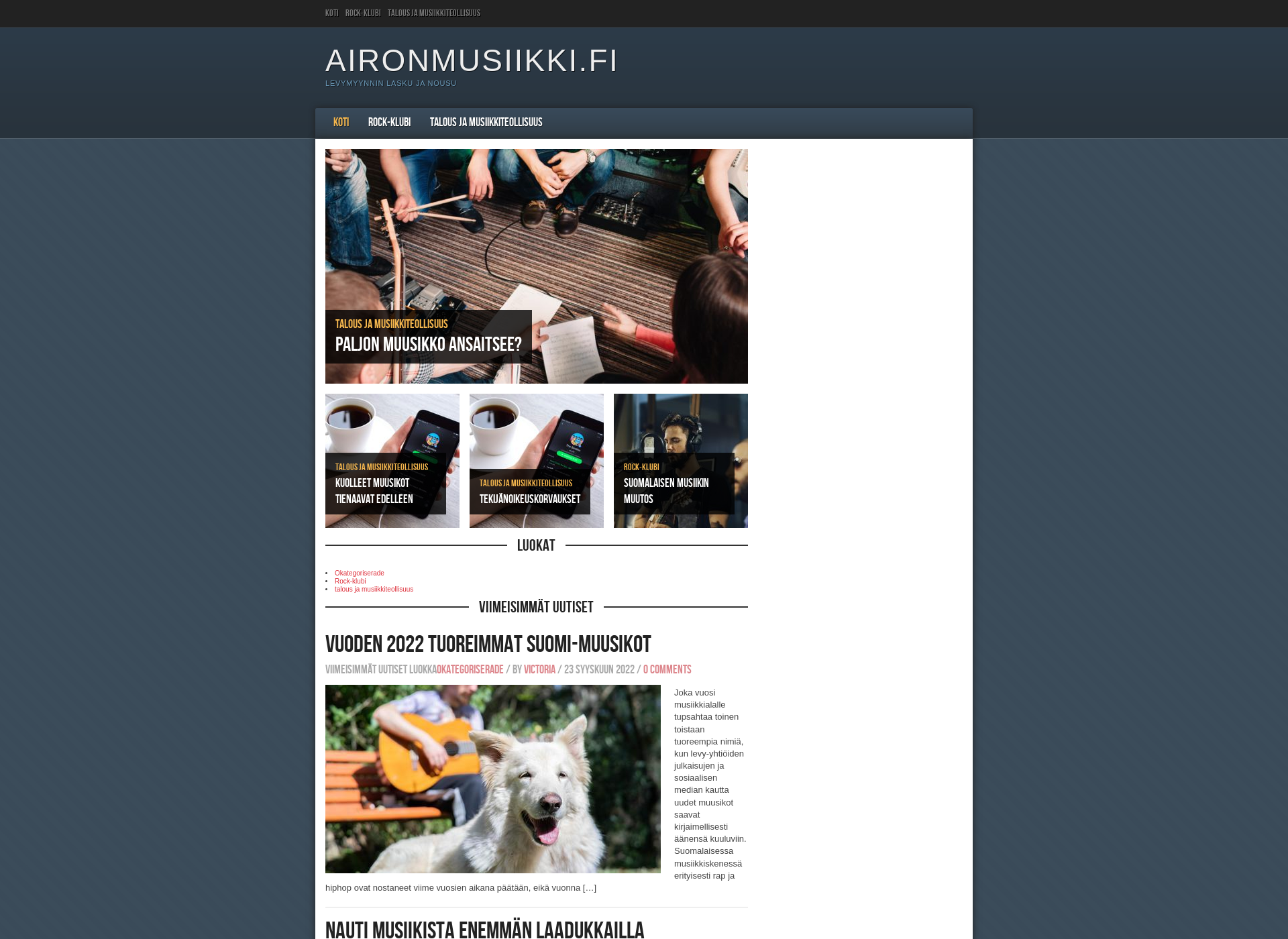 Skärmdump för aironmusiikki.fi