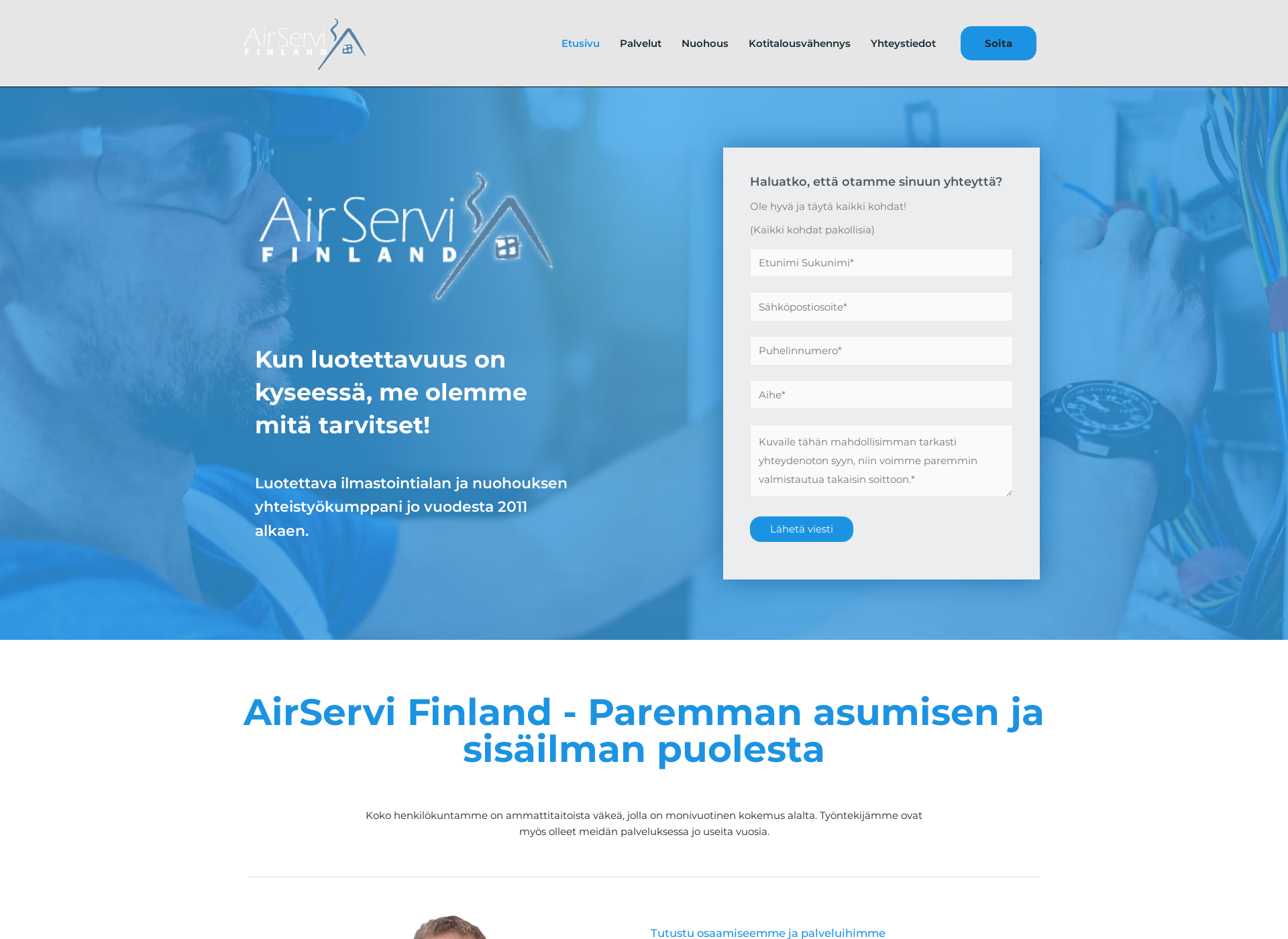 Skärmdump för airservi.fi