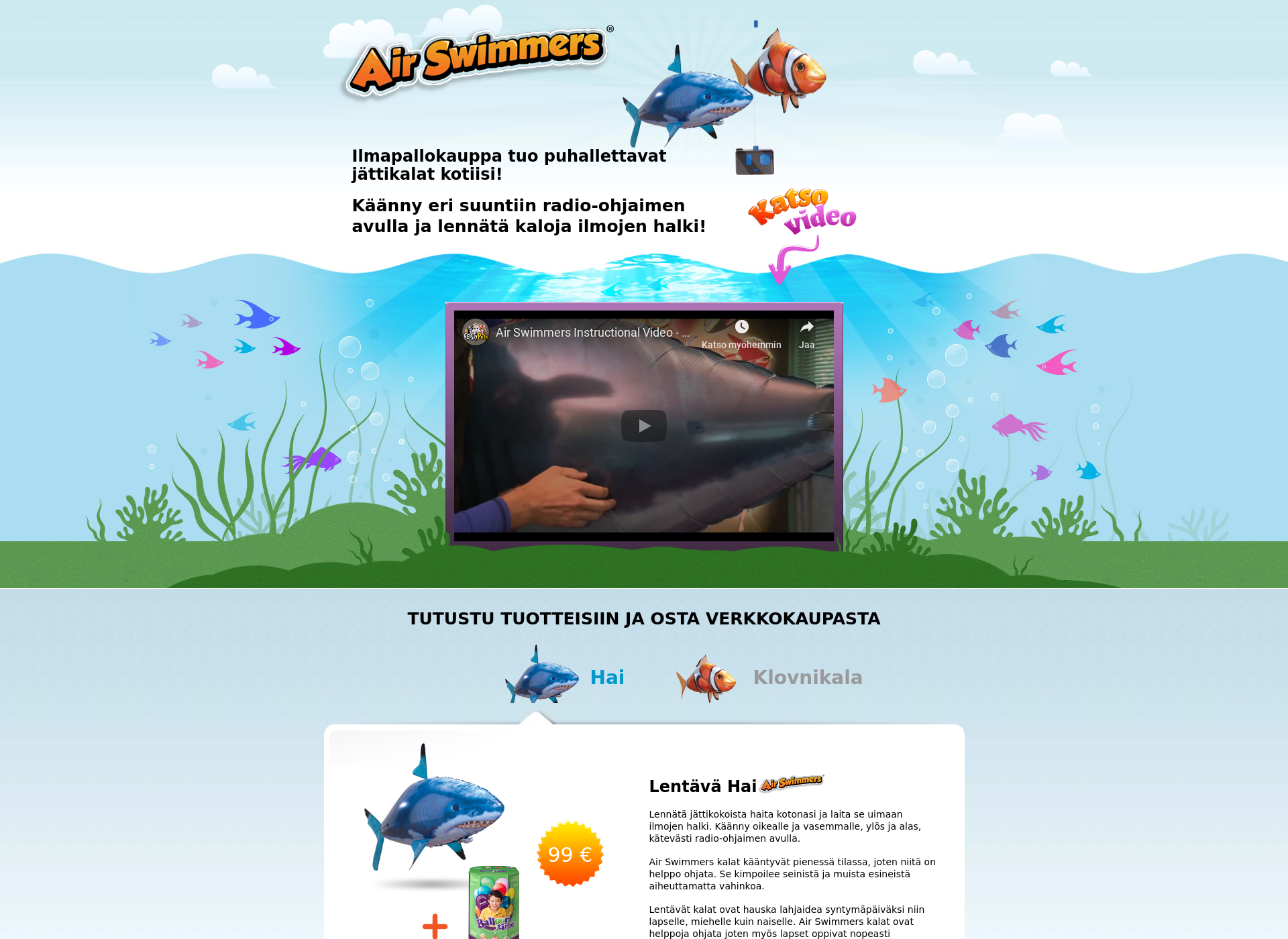 Skärmdump för airswimmers.fi