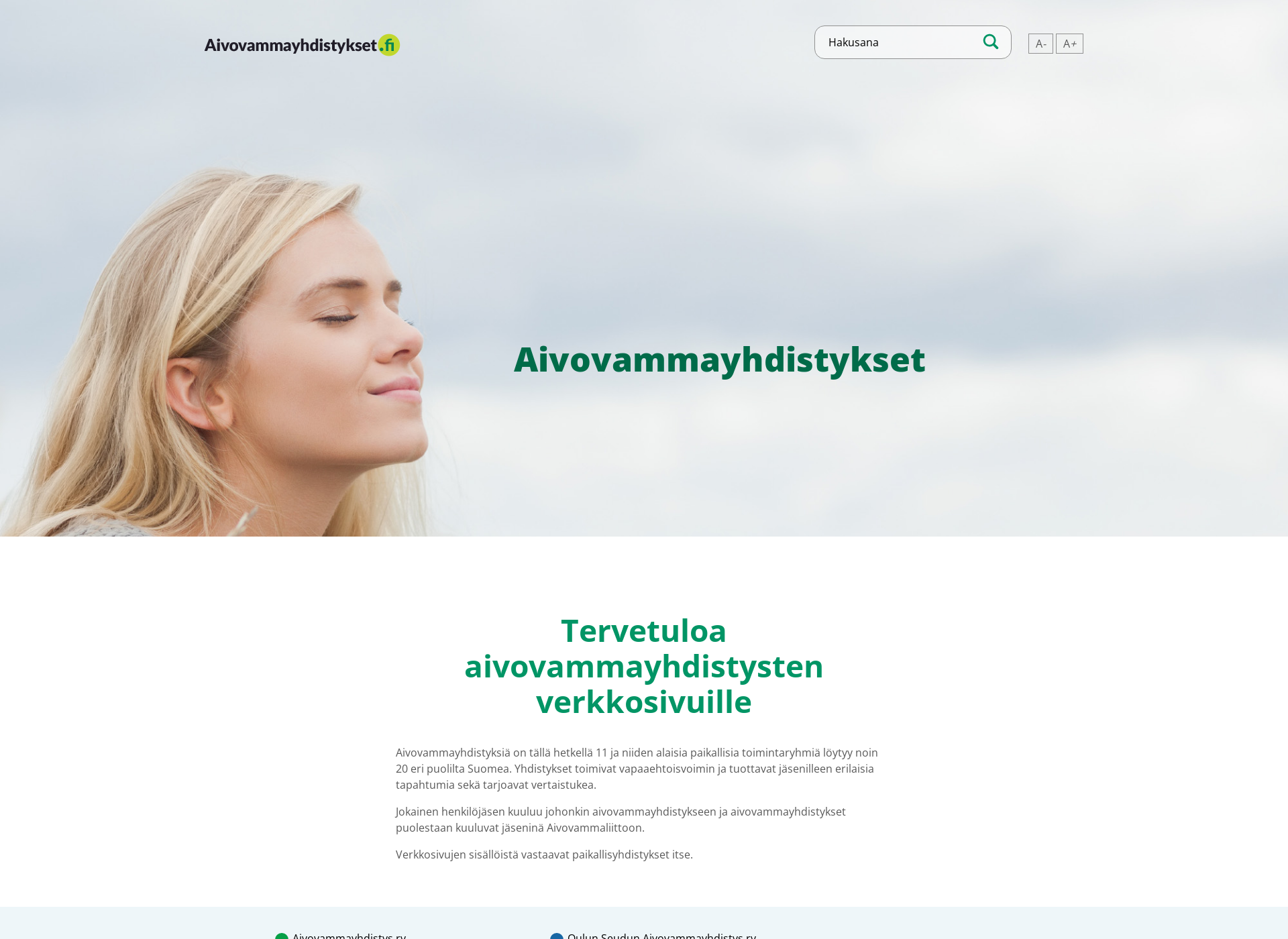 Skärmdump för aivovammayhdistykset.fi