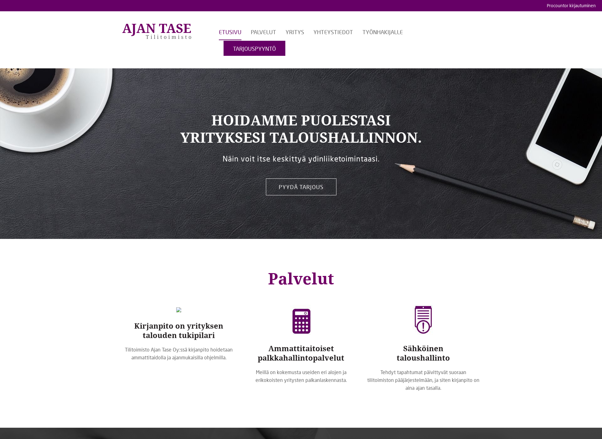 Skärmdump för ajantase.fi