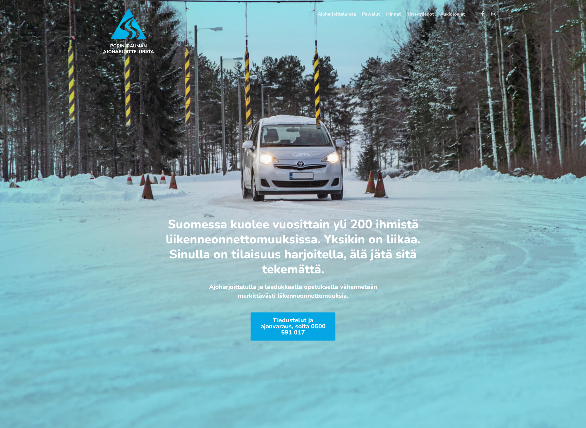 Skärmdump för ajoharjoittelu.fi