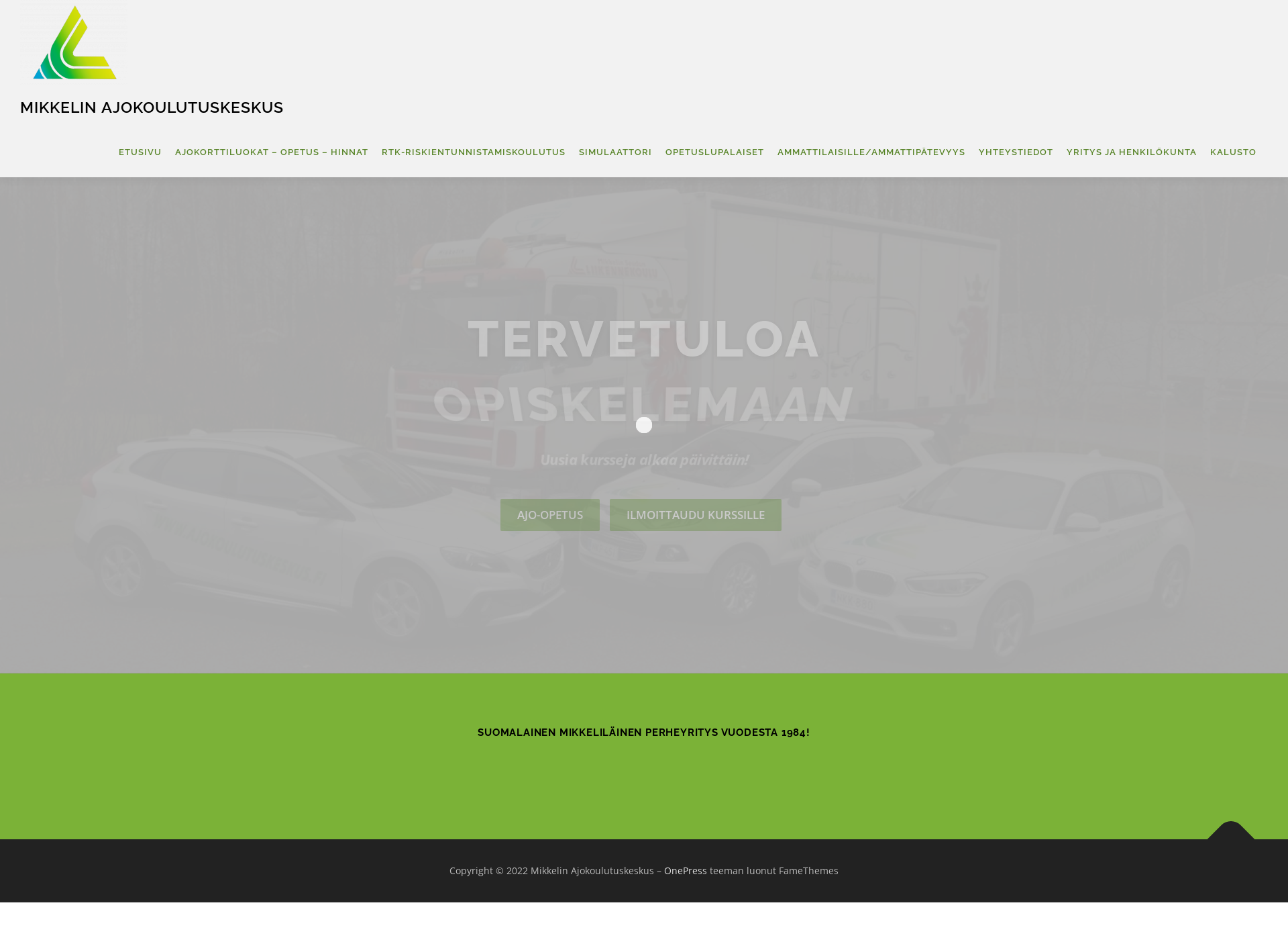 Skärmdump för ajokoulutuskeskus.fi