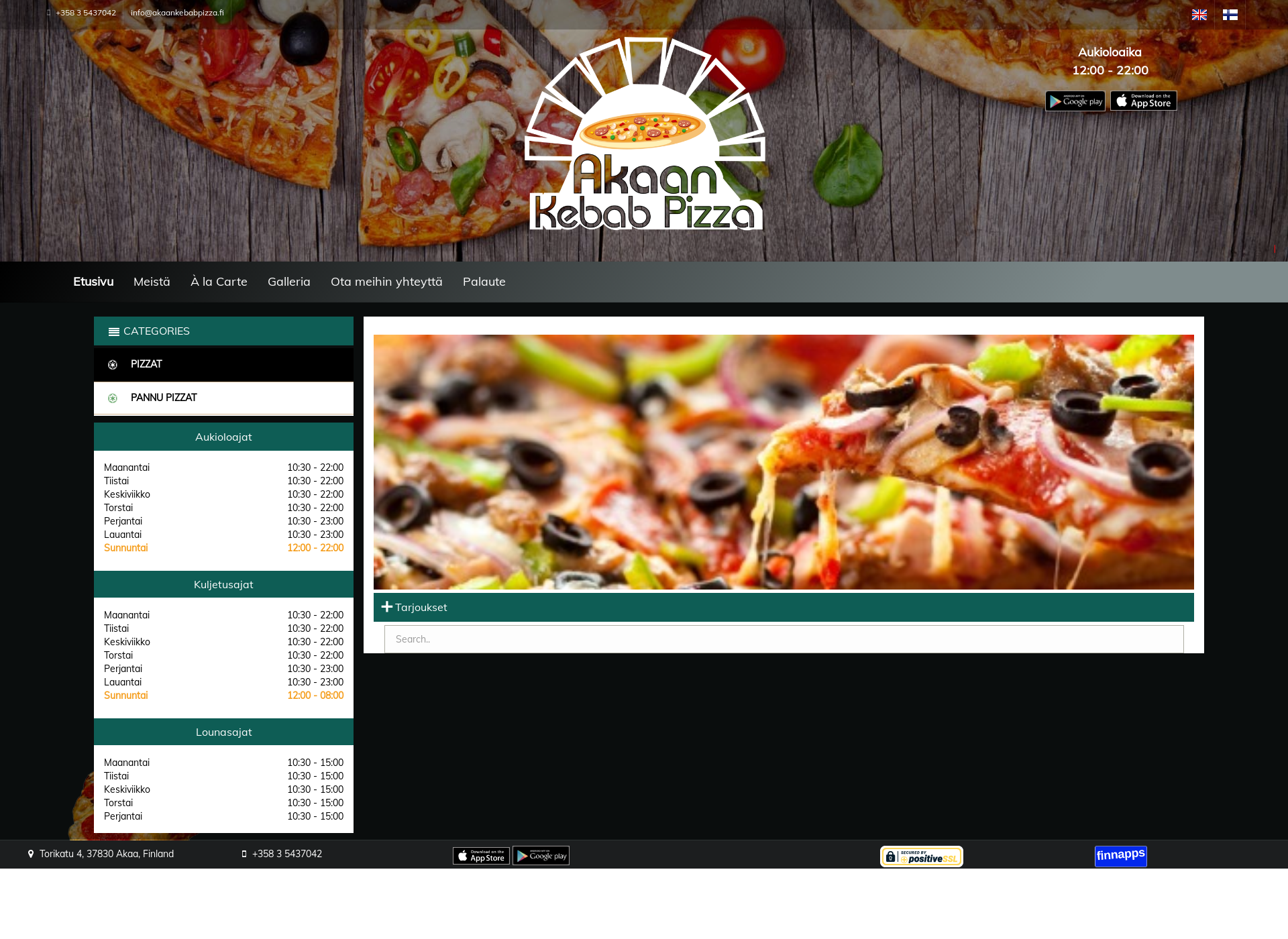 Skärmdump för akaankebabpizza.fi