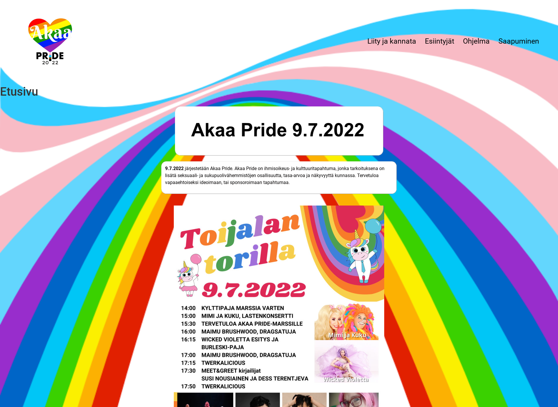 Skärmdump för akaapride.fi