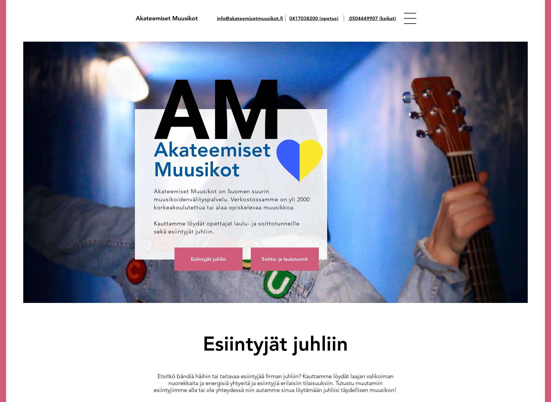 Skärmdump för akateemisetmuusikot.fi