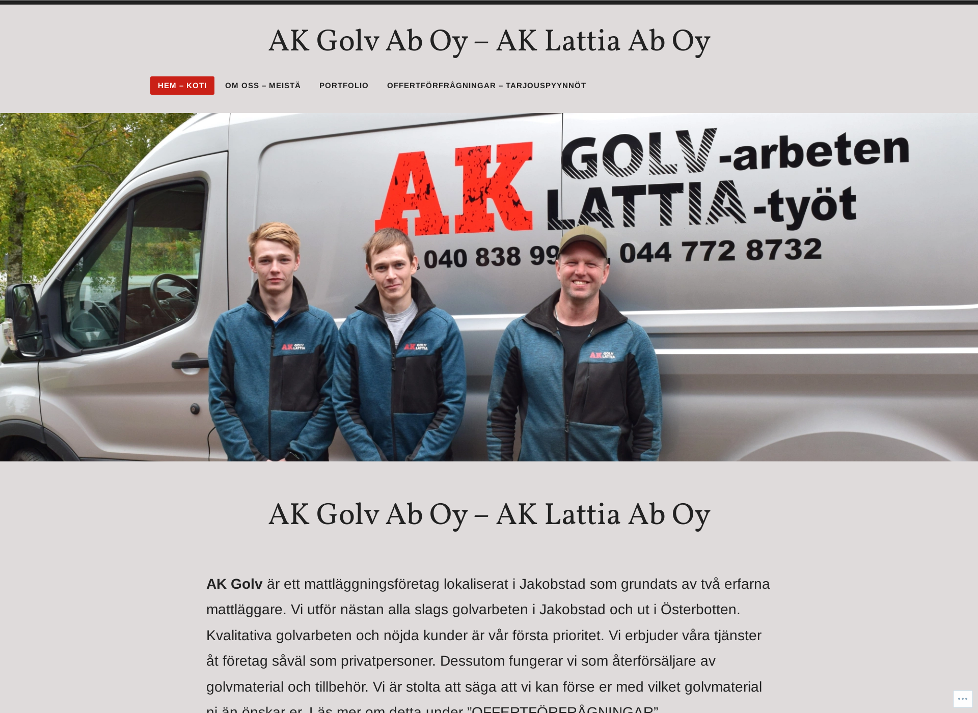 Skärmdump för akgolv.fi